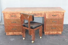 1960's Mid Century Modern Copper Clad Writing Desk with Matching Chair