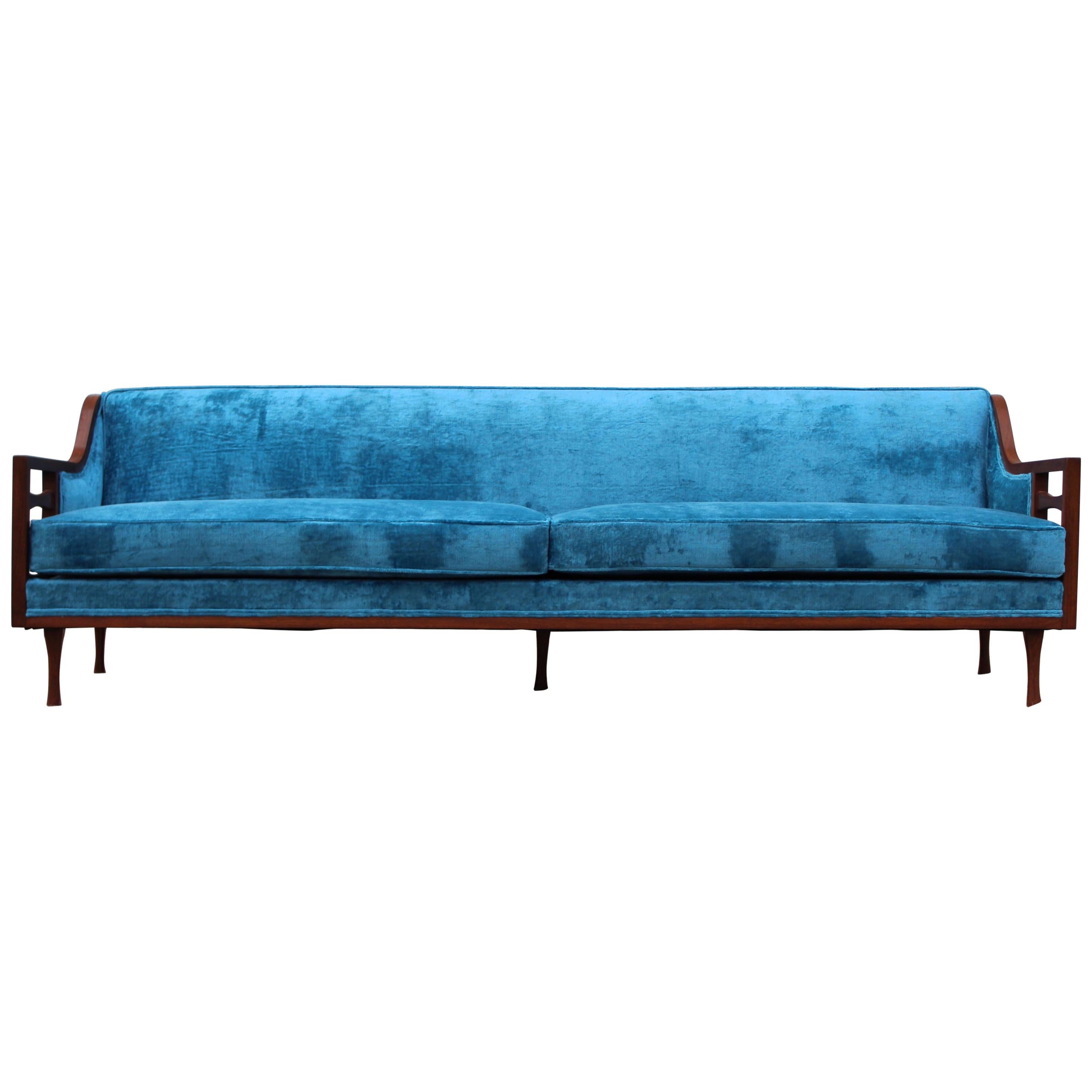 1960s Mid-Century Modern Custom Made Walnut Sofa