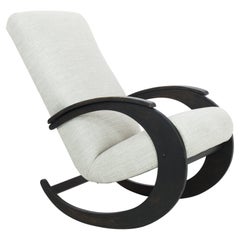 1960s Mid-Century Modern Czech Upholstered Rocking Chair
