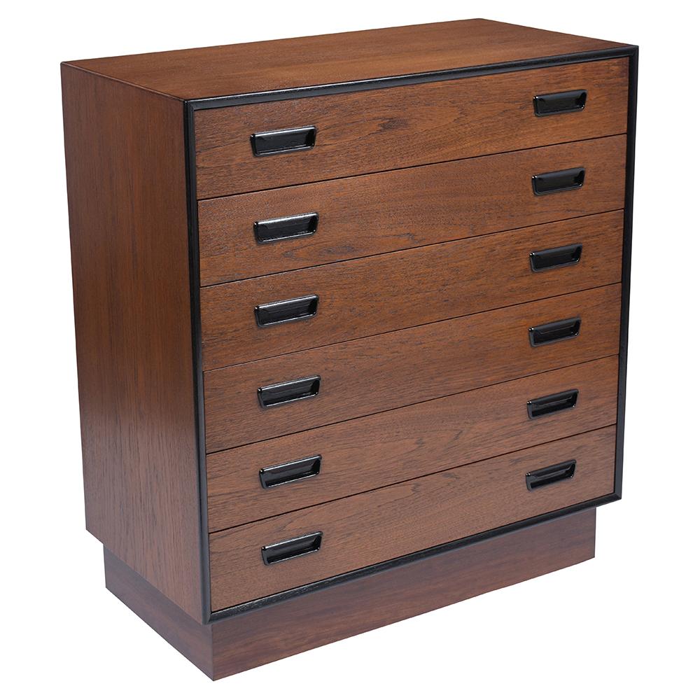 Mid-20th Century 1960s Mid-Century Modern Danish Teak Wood Chest of Drawers with Ebonized Accents