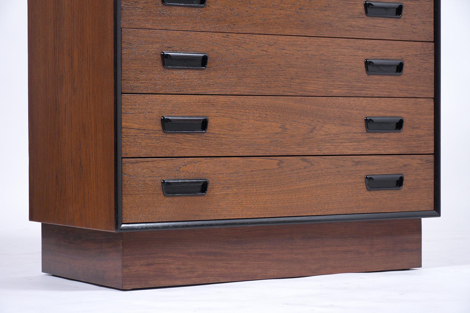 1960s Mid-Century Modern Danish Teak Wood Chest of Drawers with Ebonized Accents For Sale 2