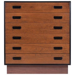 1960s Mid-Century Modern Danish Teak Wood Chest of Drawers with Ebonized Accents