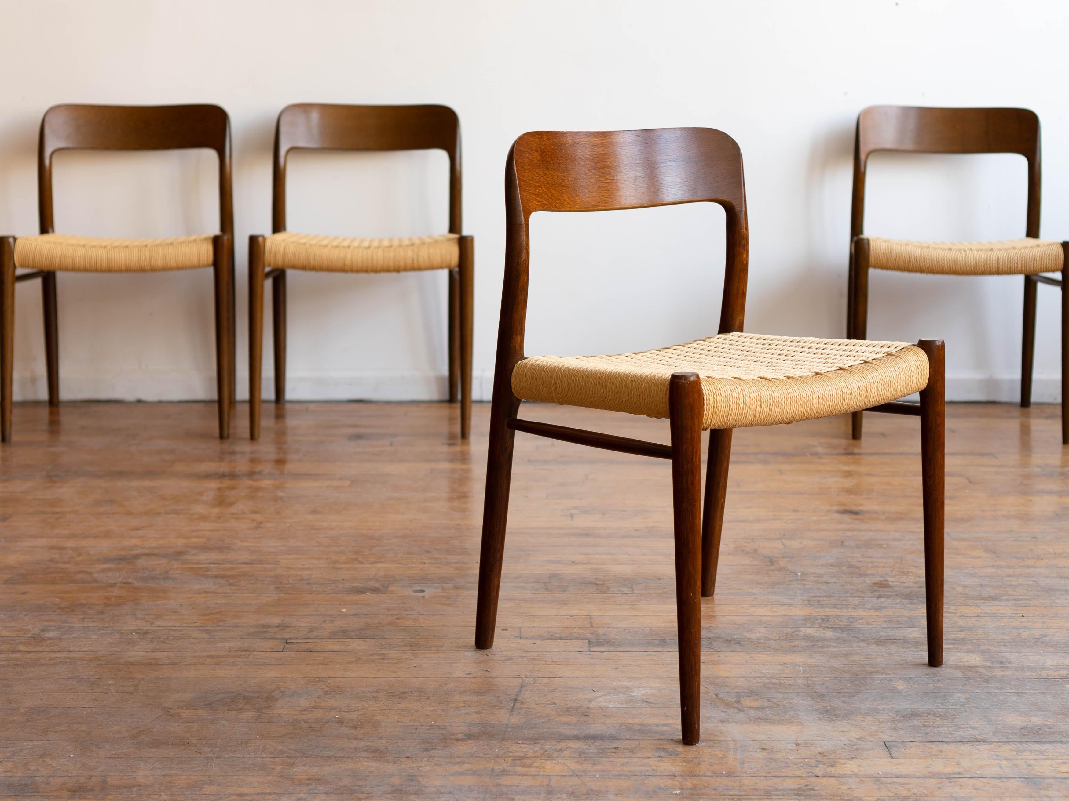 1960s Mid-Century Modern Danish Moller 75 Chairs in Wenge Wood - Set of 4 In Good Condition In Chicago, IL