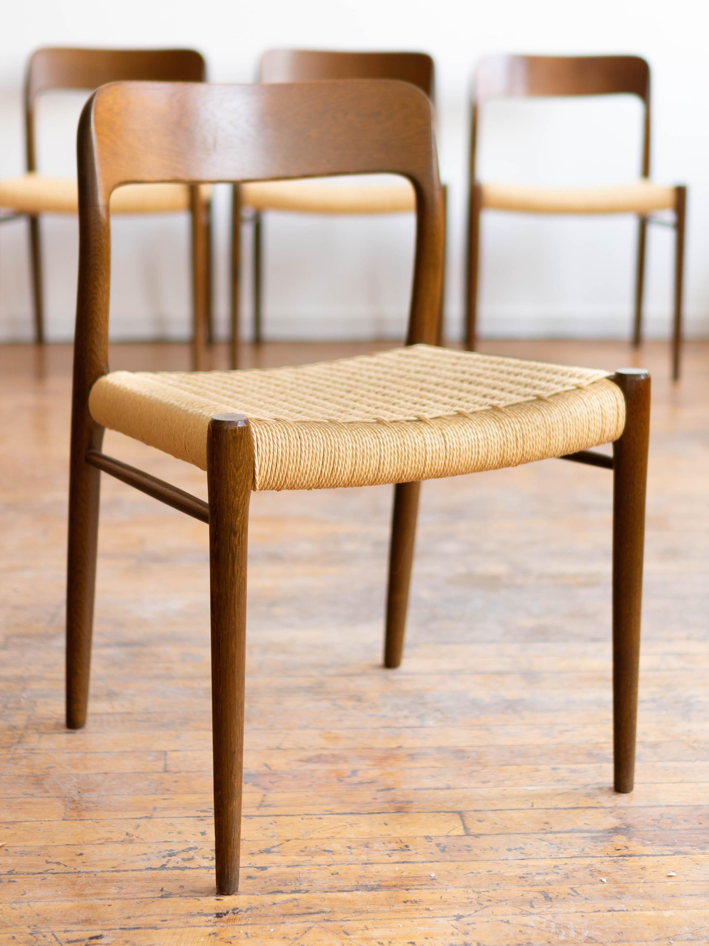 Papercord 1960s Mid-Century Modern Danish Moller 75 Chairs in Wenge Wood - Set of 4
