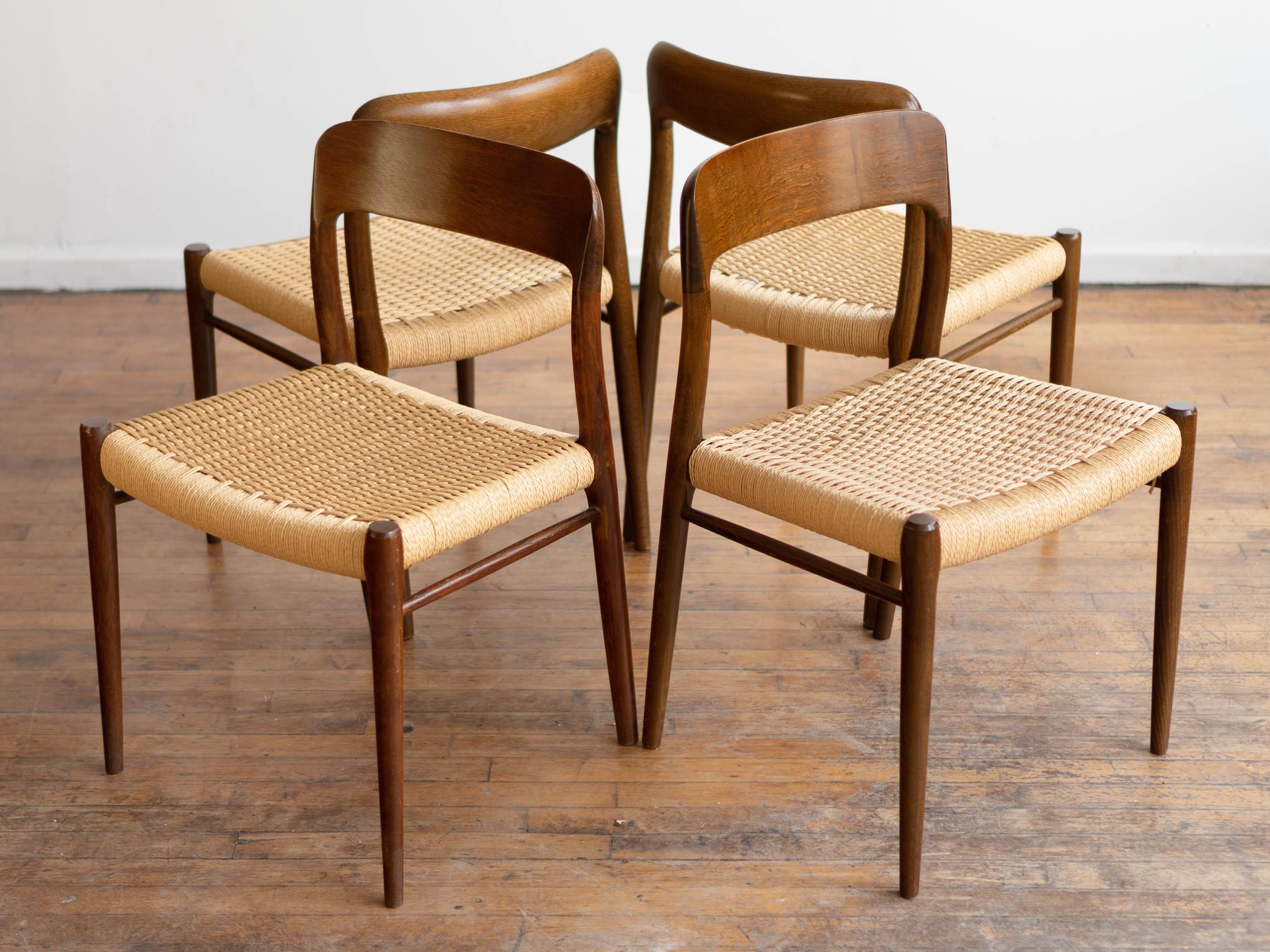 1960s Mid-Century Modern Danish Moller 75 Chairs in Wenge Wood - Set of 4 2