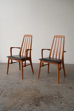 1960s Mid-Century Modern Danish Set 6 Chairs in Teak Model Eva by Niels Kofoed