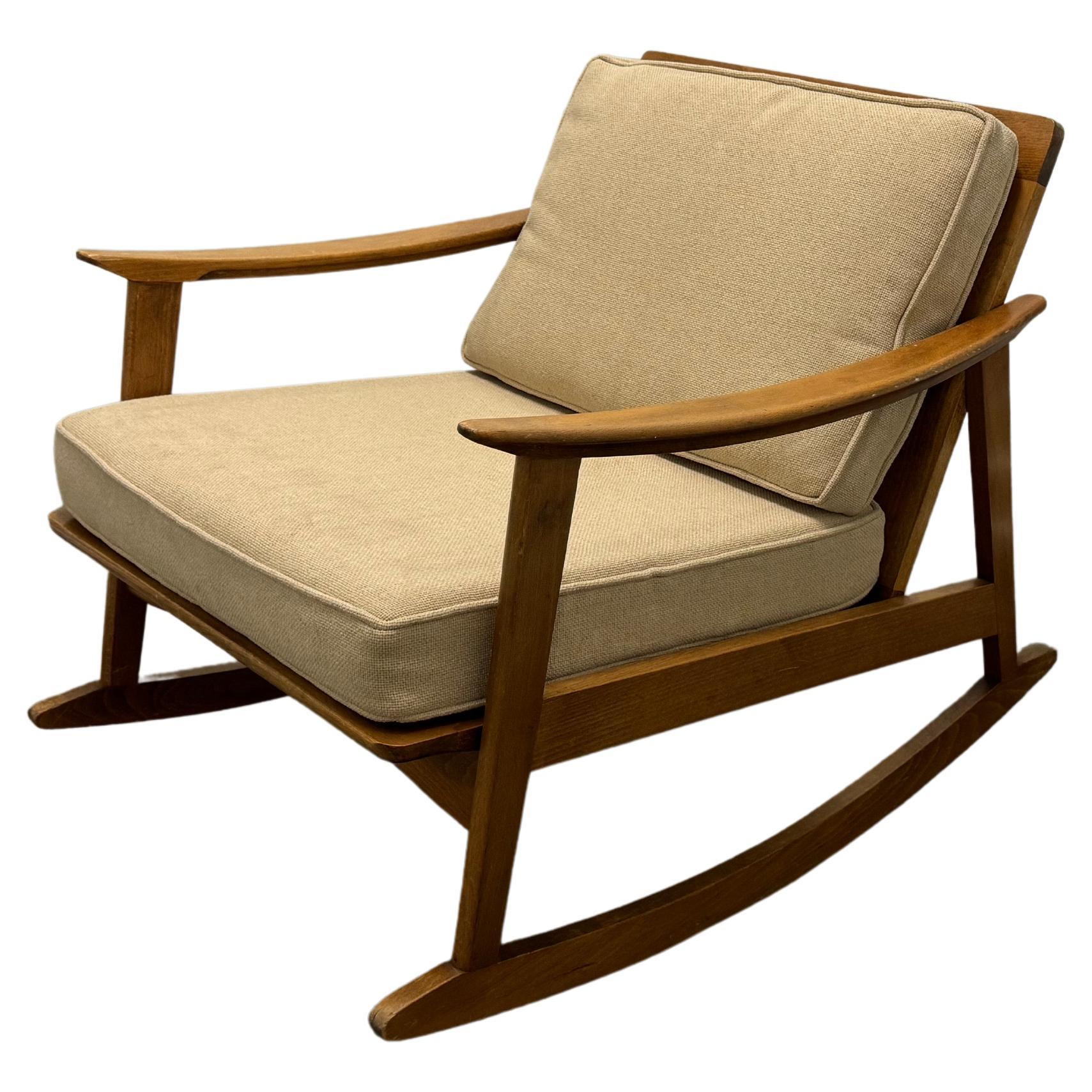 1960's Mid Century Modern Danish Style Rocking Arm Chair For Sale