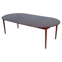 1960's Mid-Century Modern Danish Teak Round Dining Table with Two Leaves