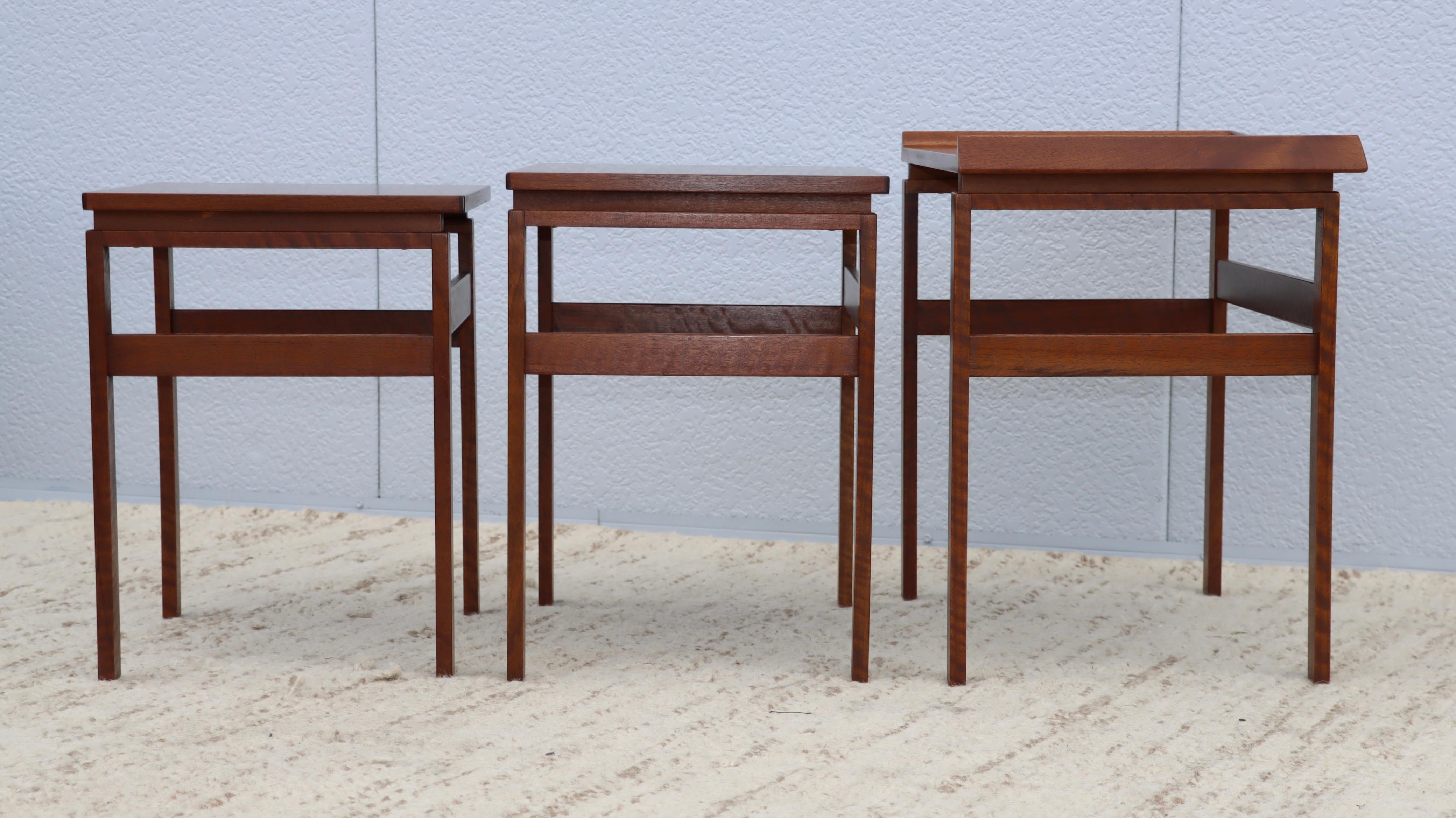 1960s Mid-Century Modern Danish Walnut and Teak Nesting Tables by Moreddi 2