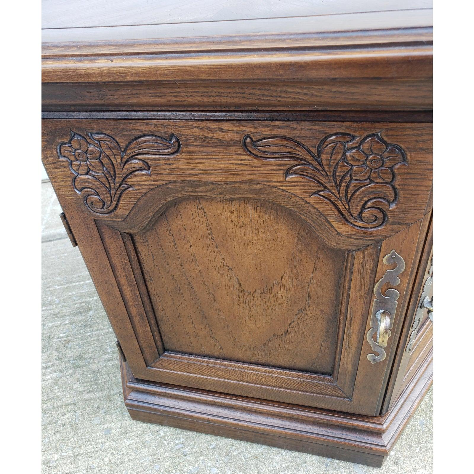 Woodwork 1960s Mid-Century Modern Double Door Hexagonal Walnut End Table