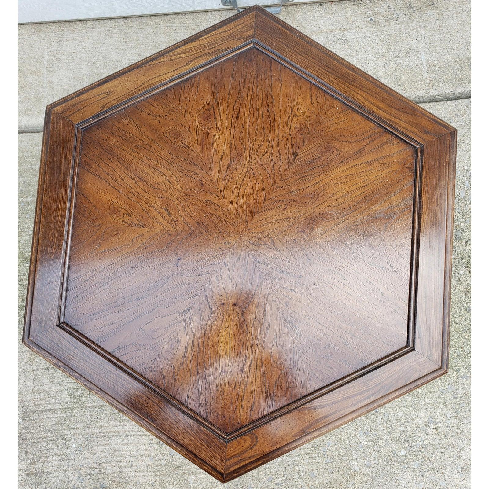 20th Century 1960s Mid-Century Modern Double Door Hexagonal Walnut End Table