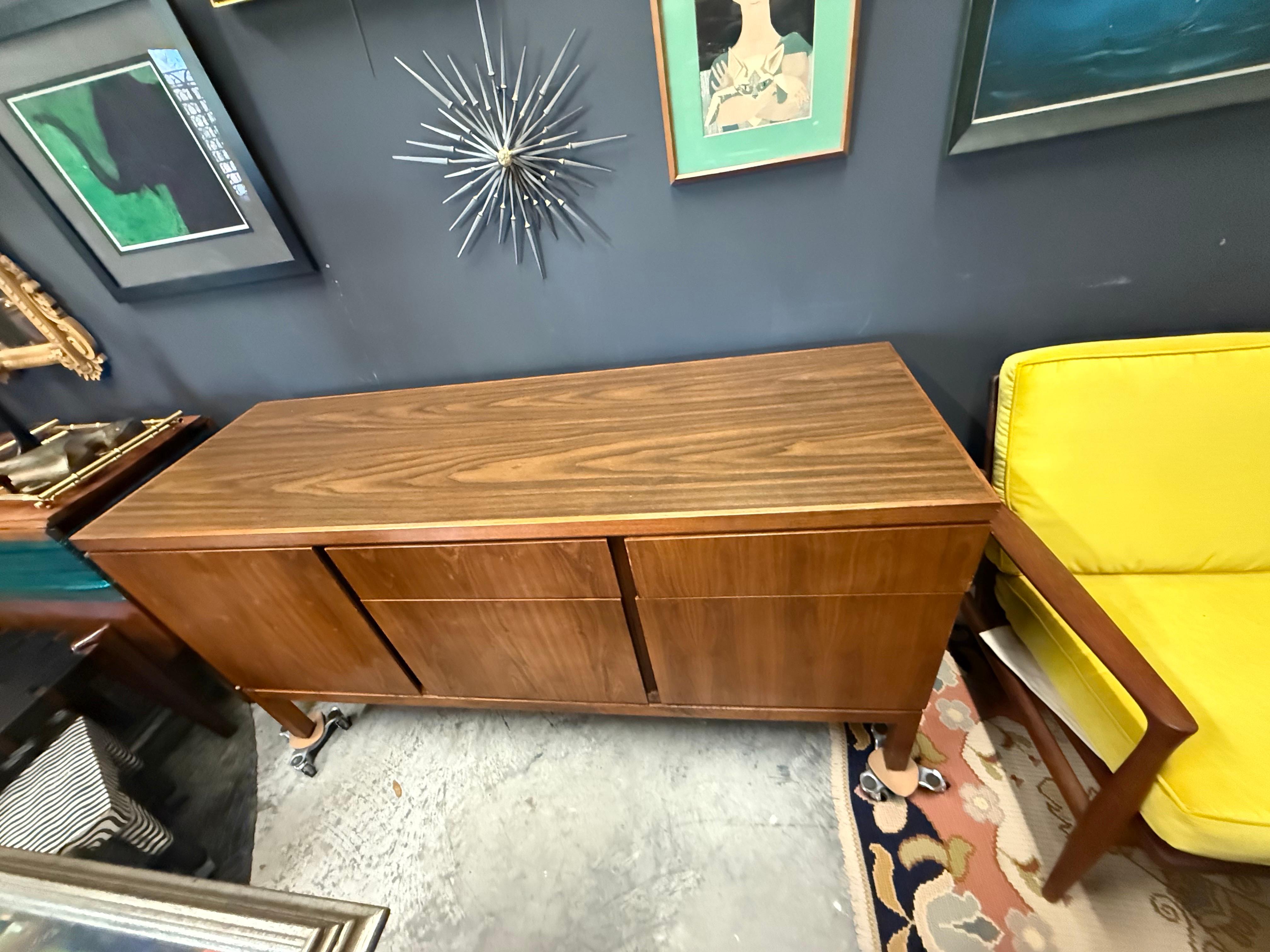 1960s Mid-Century Modern Executive Walnut Credenza With File Drawers For Sale 12