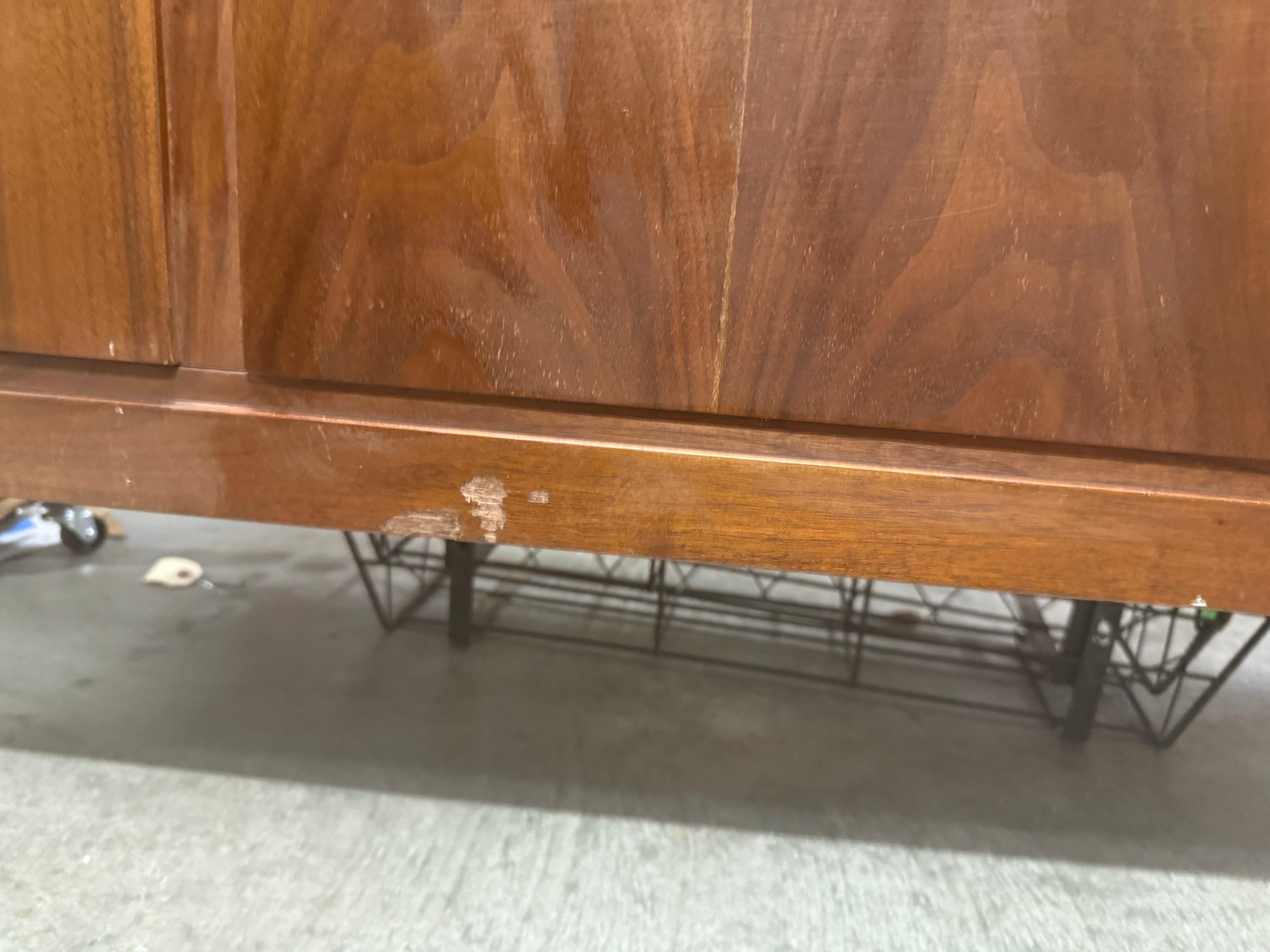 20th Century 1960s Mid-Century Modern Executive Walnut Credenza With File Drawers For Sale