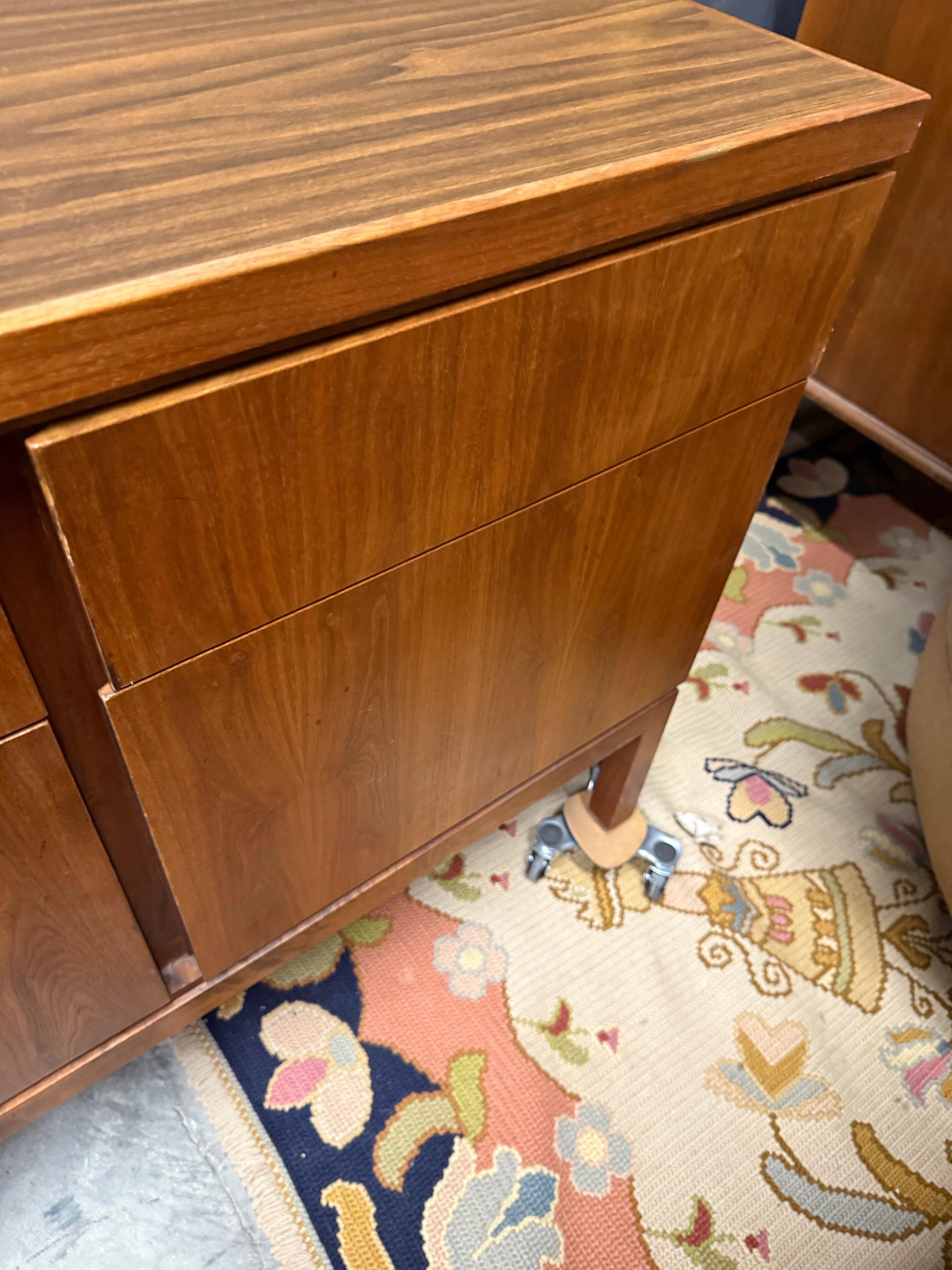 1960s Mid-Century Modern Executive Walnut Credenza With File Drawers For Sale 2