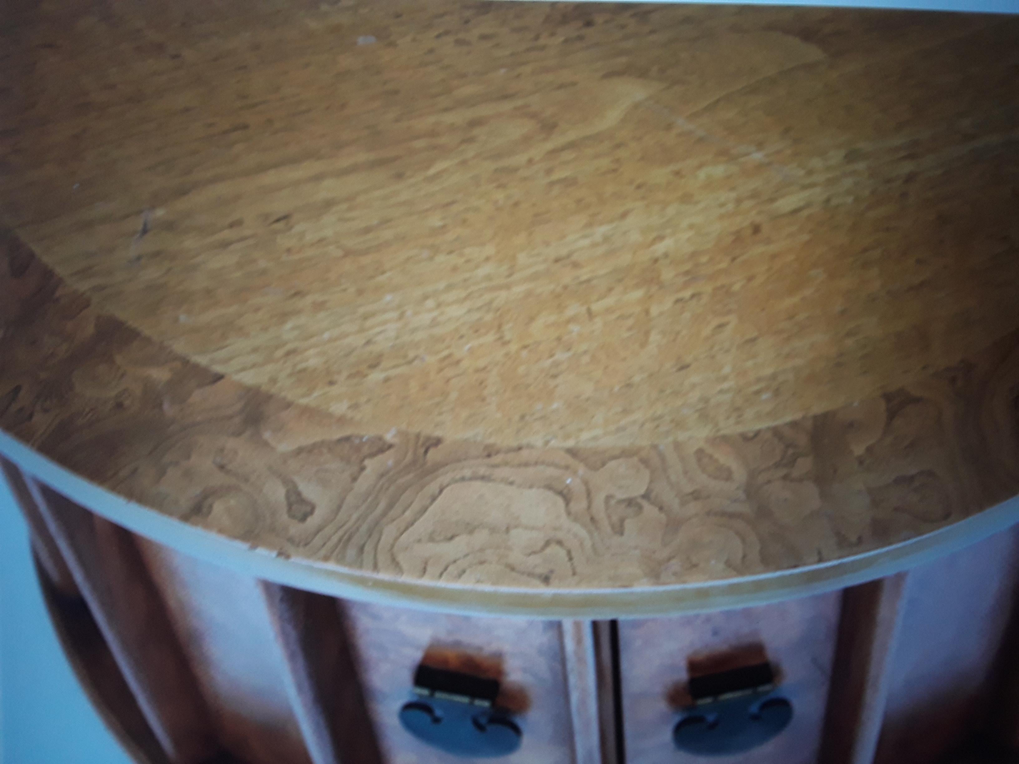 1960's Mid Century Modern Exotic Burl Amboyna Accent/ Side Table with Storage For Sale 1