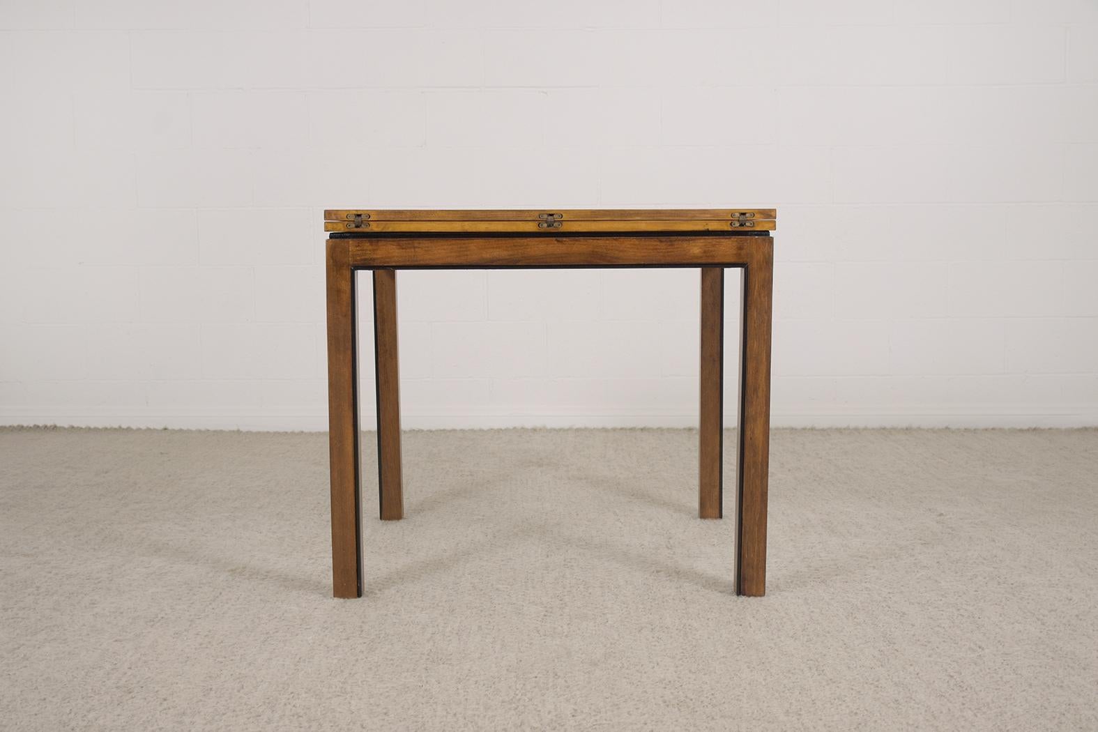 Mid-Century Modern Extendable Walnut Burled Dining Table with Carved Legs 5