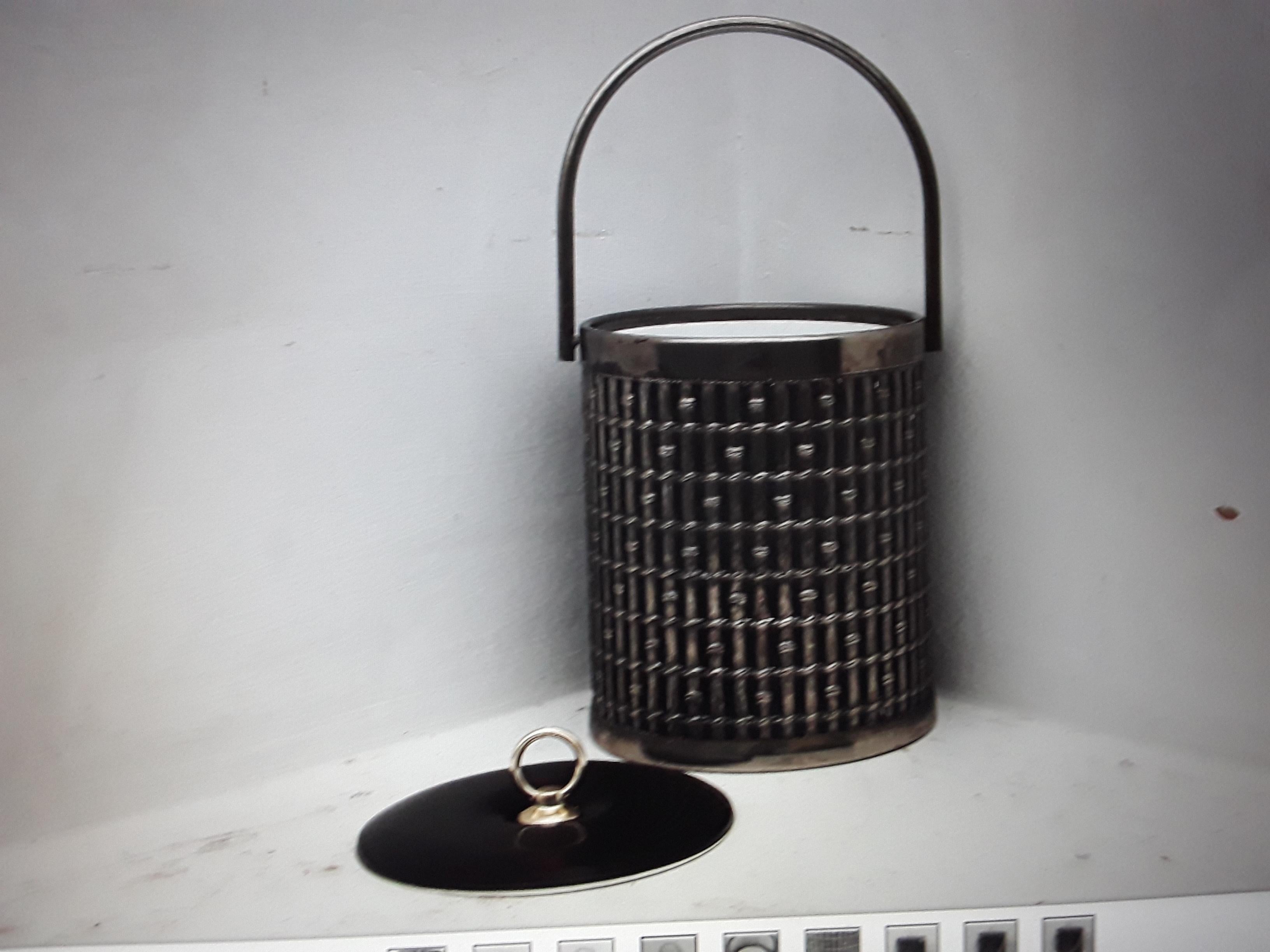 Metal 1960's Mid Century Modern Faux Bamboo Ice Bucket For Sale