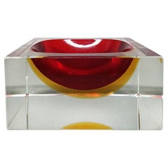 1960s Mid-Century Modern Flavio Poli for Seguso Sommerso Murano Glass Bowl / Cat