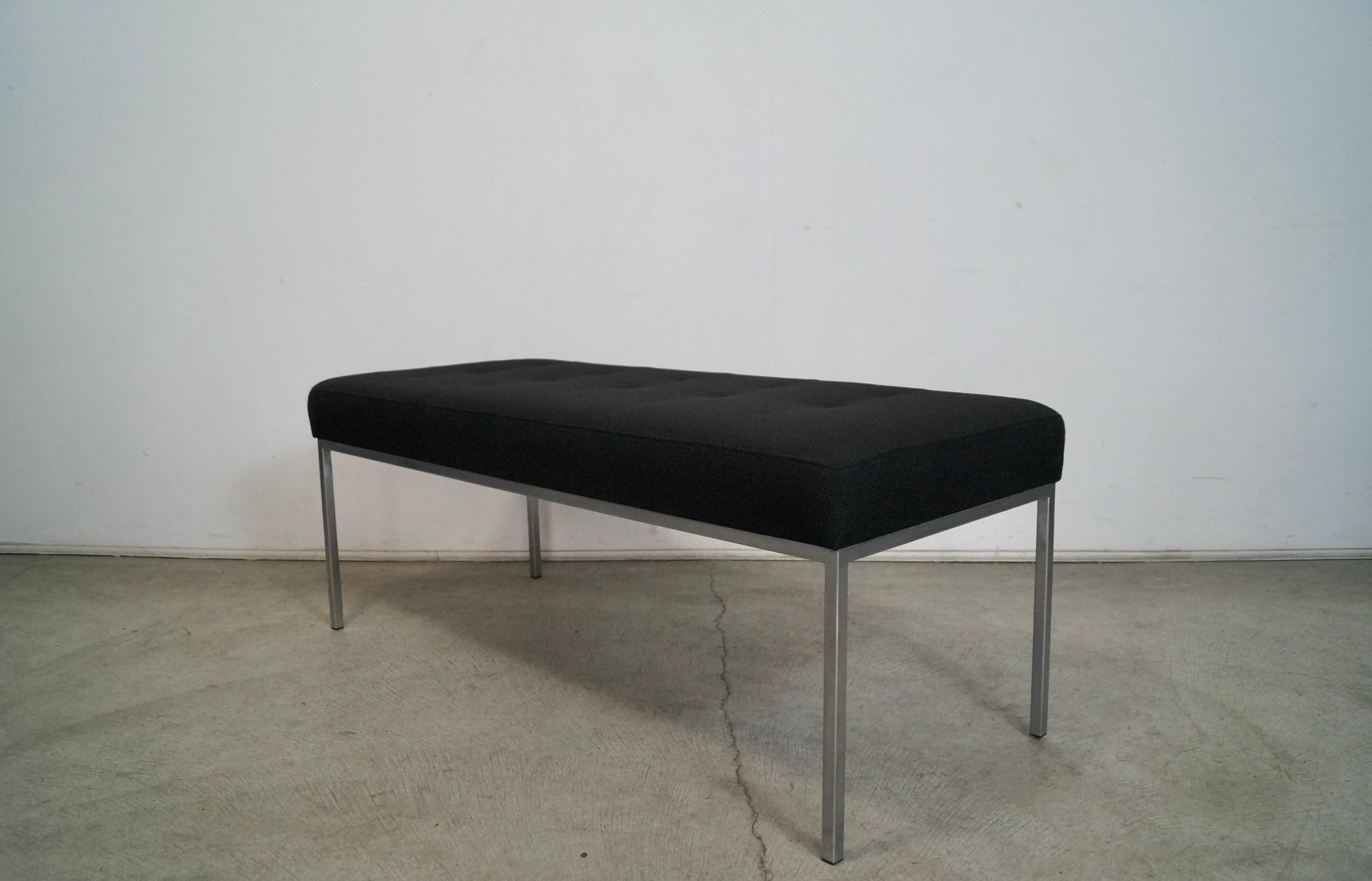 1960's Mid-Century Modern Florence Knoll Style Aluminum & Tweed Bench For Sale 8