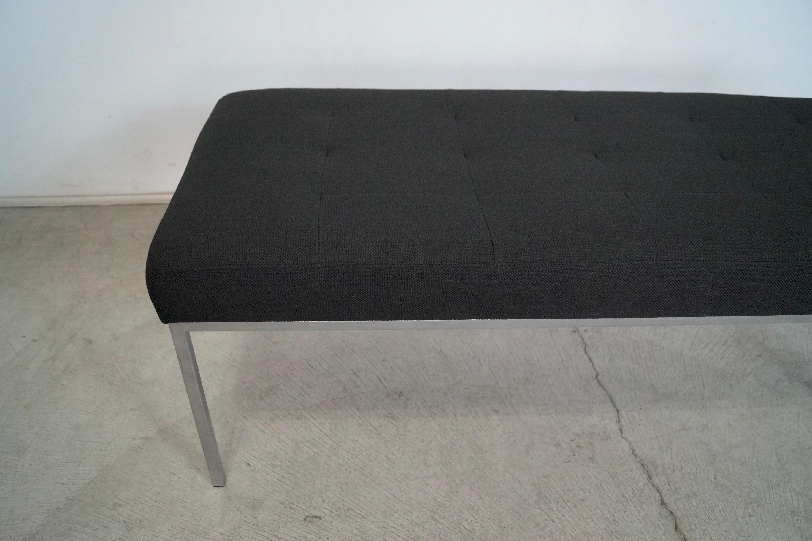 1960's Mid-Century Modern Florence Knoll Style Aluminum & Tweed Bench For Sale 9