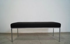 1960's Mid-Century Modern Florence Knoll Style Aluminum & Tweed Bench