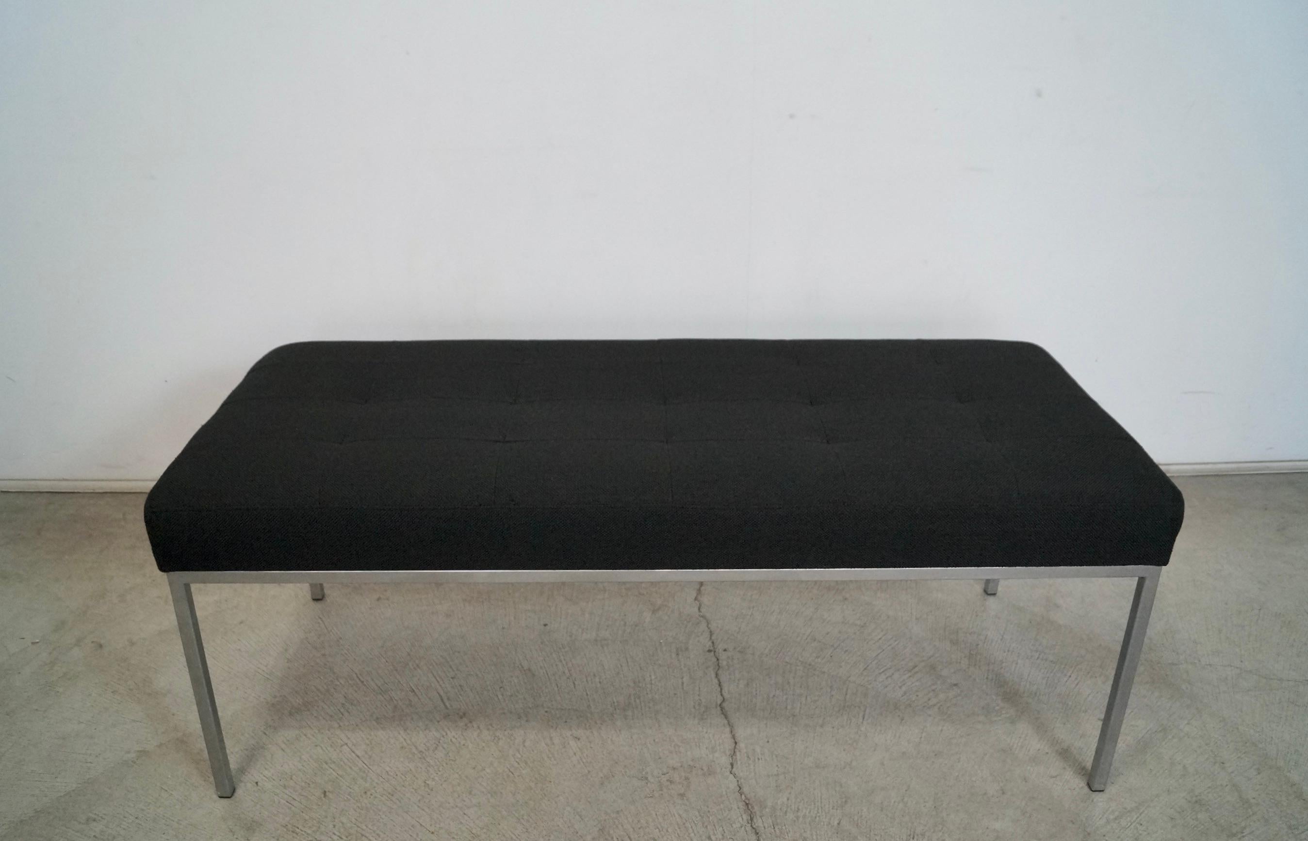 American 1960's Mid-Century Modern Florence Knoll Style Aluminum & Tweed Bench For Sale