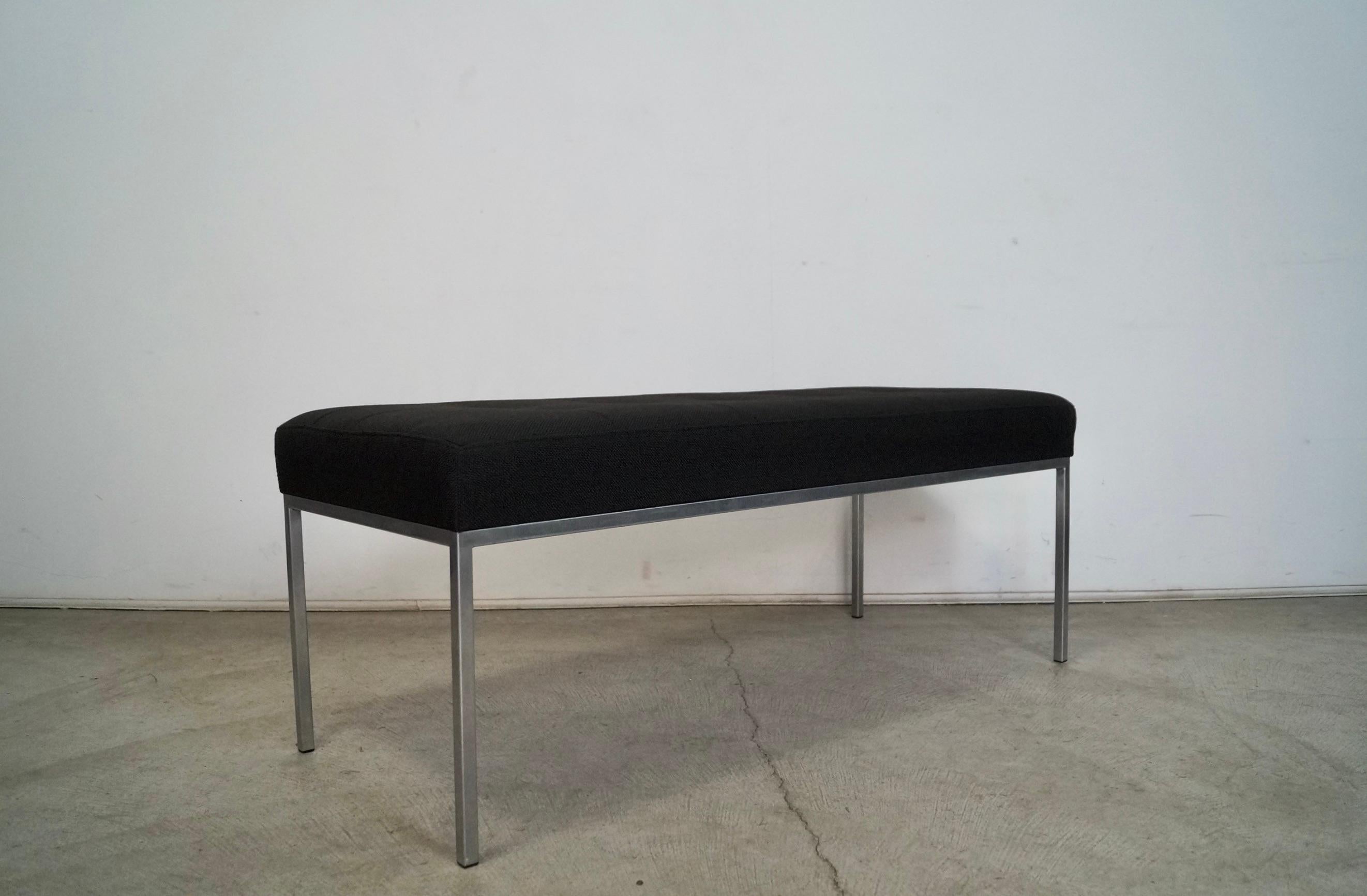 Mid-20th Century 1960's Mid-Century Modern Florence Knoll Style Aluminum & Tweed Bench For Sale