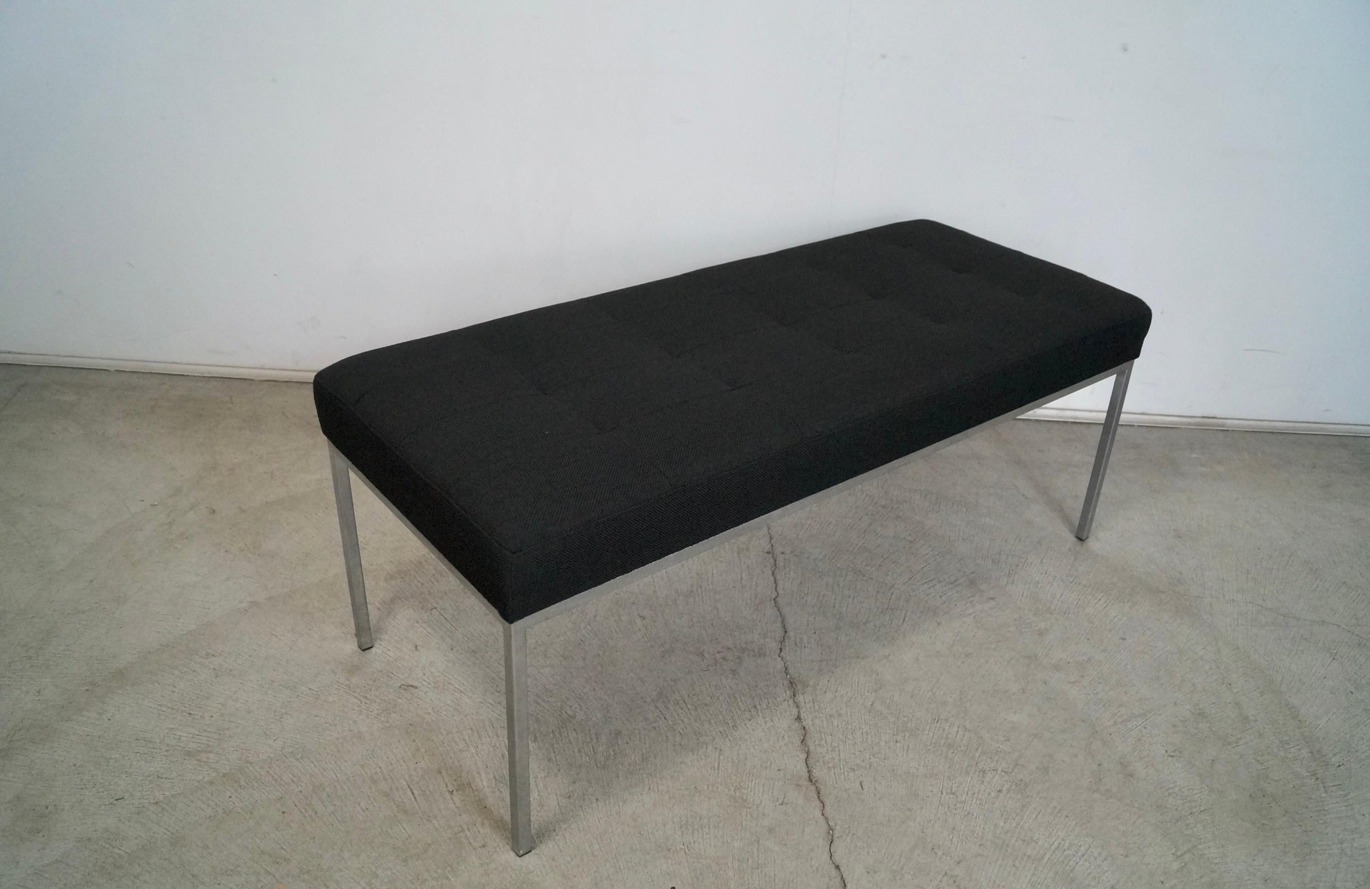 1960's Mid-Century Modern Florence Knoll Style Aluminum & Tweed Bench For Sale 1