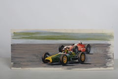 1960s Mid-Century Modern Formula Racing Original Illustration Signed Art