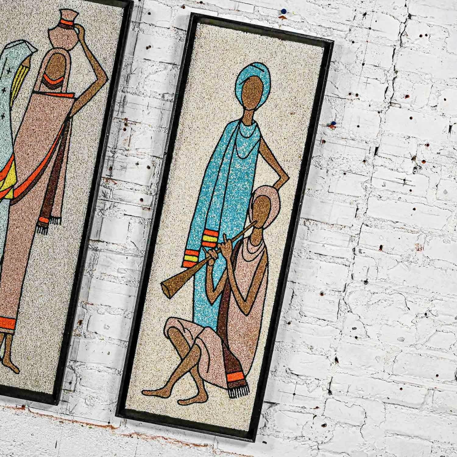 1960's Mid-Century Modern Gerahmte Kies Wand Kunst Figurale Mosaiken ein Paar im Angebot 4