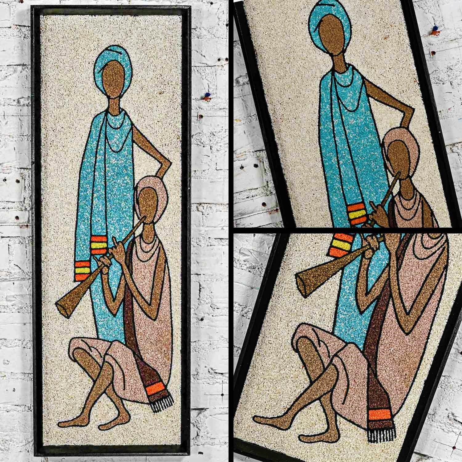 1960's Mid-Century Modern Gerahmte Kies Wand Kunst Figurale Mosaiken ein Paar im Angebot 7