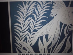 1960's Mid Century Modern Framed Silk Screen Aquatic Art