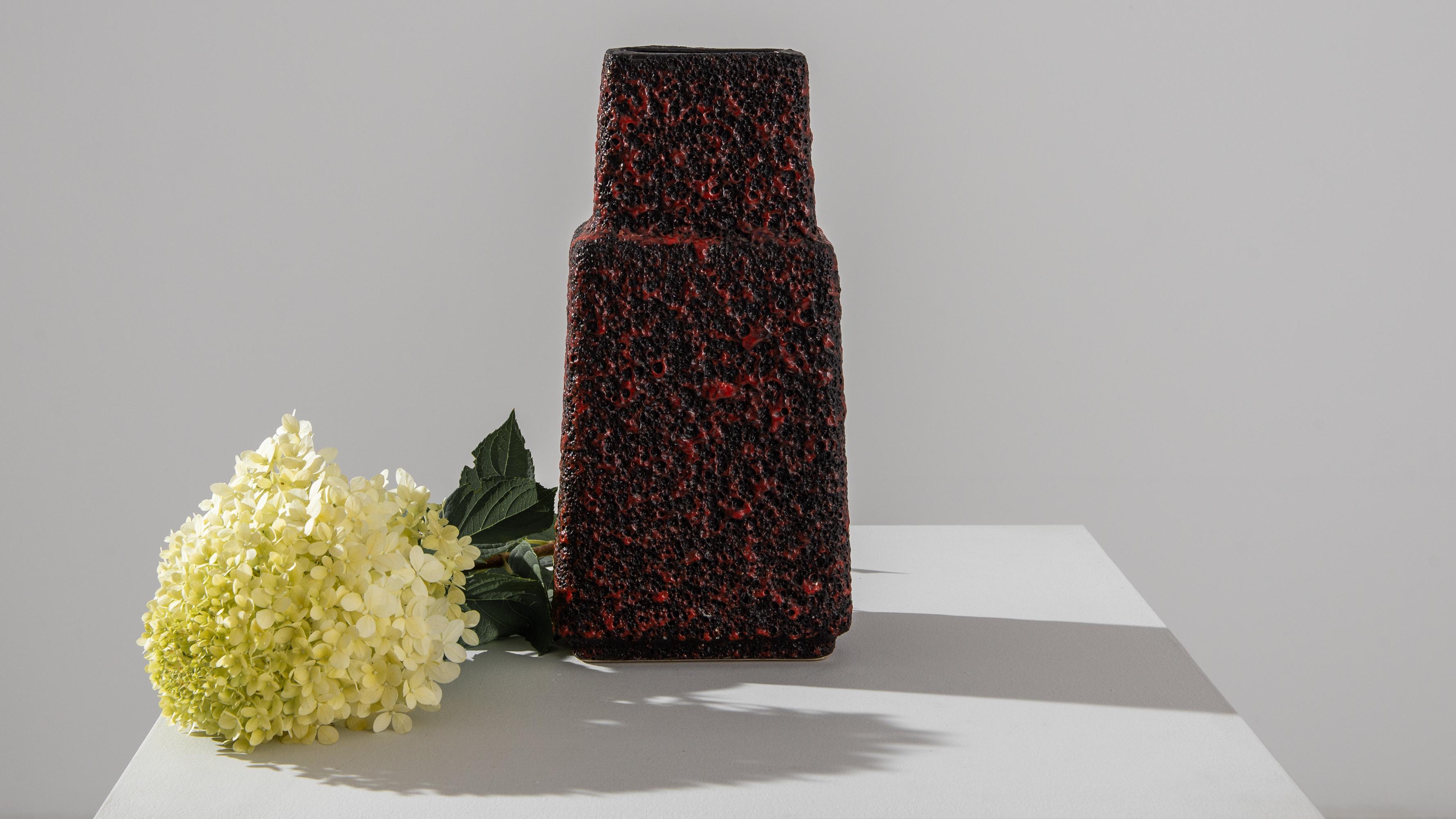1960s Mid-Century Modern German Lava Glaze Vase For Sale 11