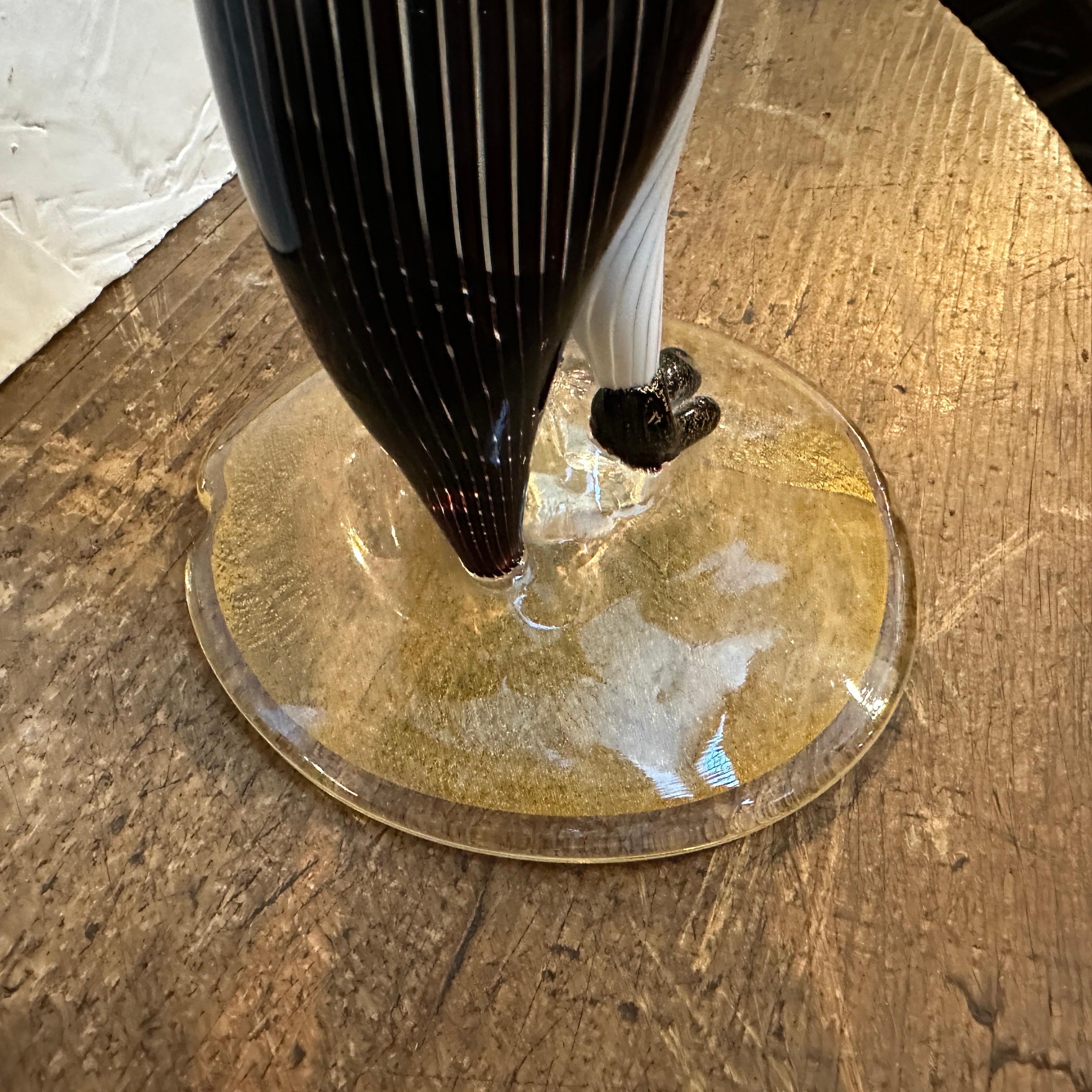 1960s Mid-Century Modern Gold, Black and White Murano Glass Penguin by Toso For Sale 4