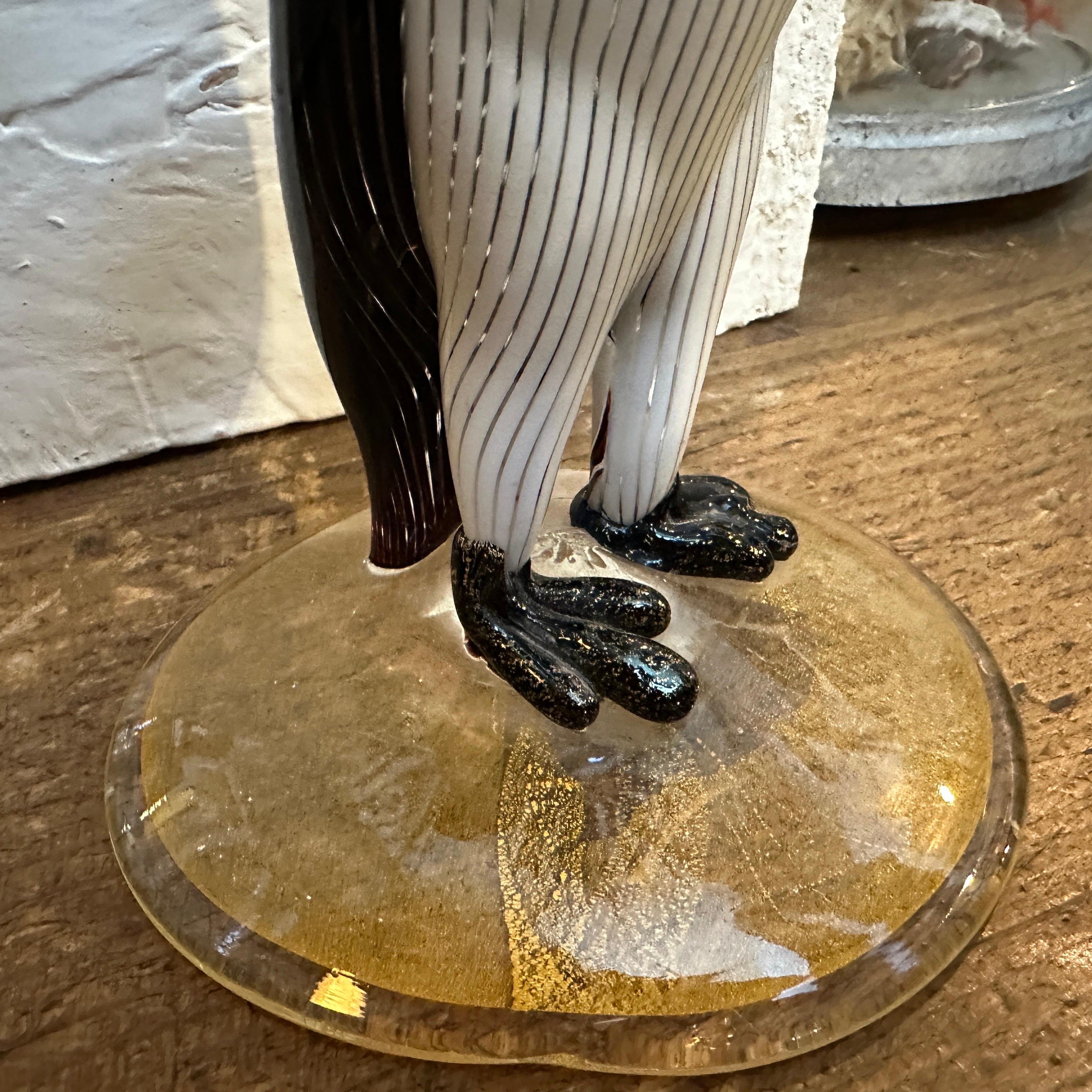 1960s Mid-Century Modern Gold, Black and White Murano Glass Penguin by Toso For Sale 7