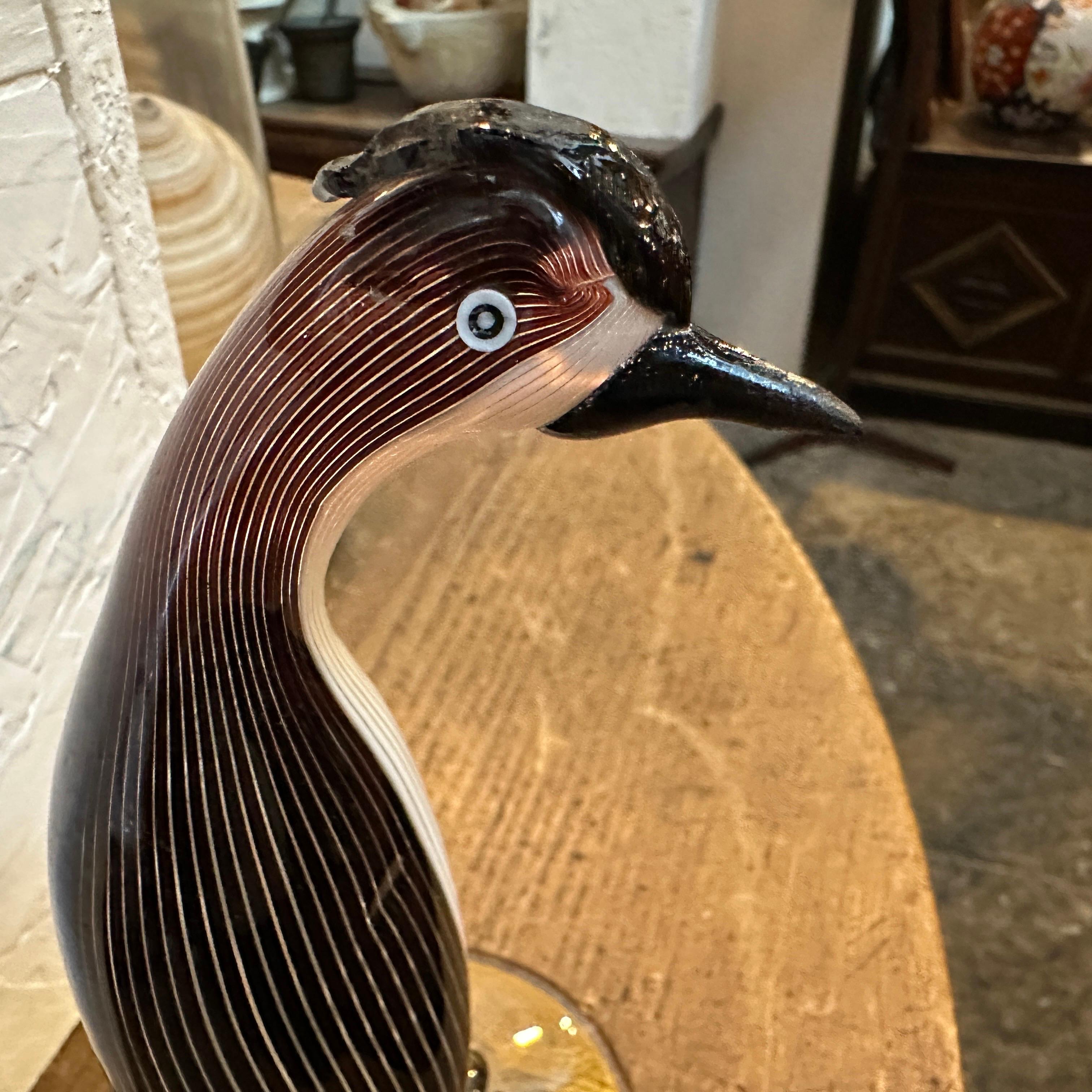 1960s Mid-Century Modern Gold, Black and White Murano Glass Penguin by Toso For Sale 1