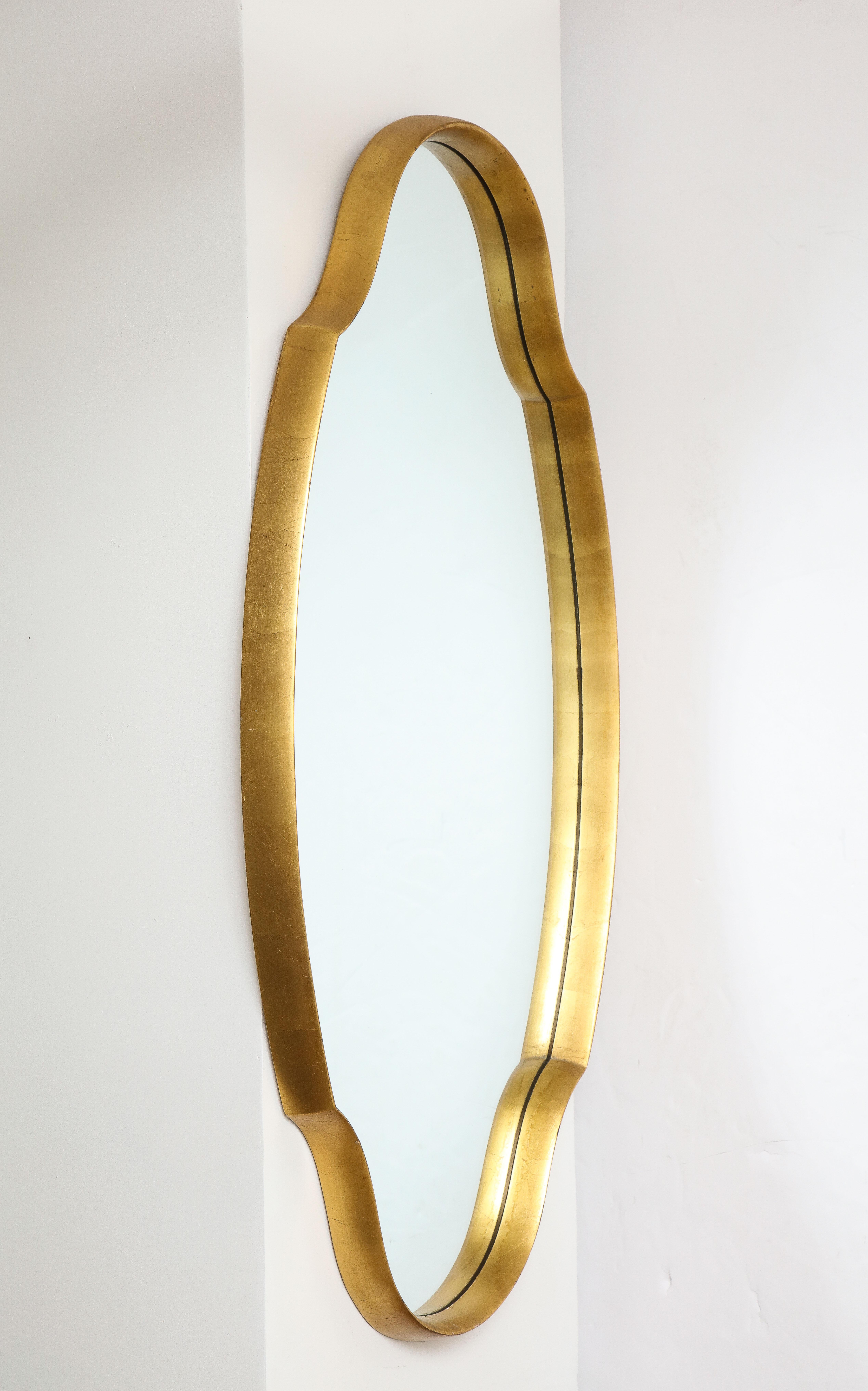 Stunning 1960's Mid-Century Modern gold leaf wall mirror in the style of La Barge, in vintage original condition with minor wear and patina due to age and use.
