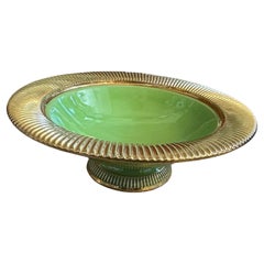 1960s Mid-Century Modern Green and Gold Ceramic Bowl by Sesto Fiorentino