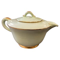 1960s Mid-Century Modern Green and Gold Ceramic Tea Pot by Pucci Umbertide