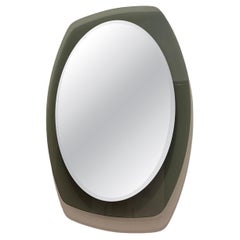 Mid-century Fontana Arte mirror for Veca with green frame stamp 1960s