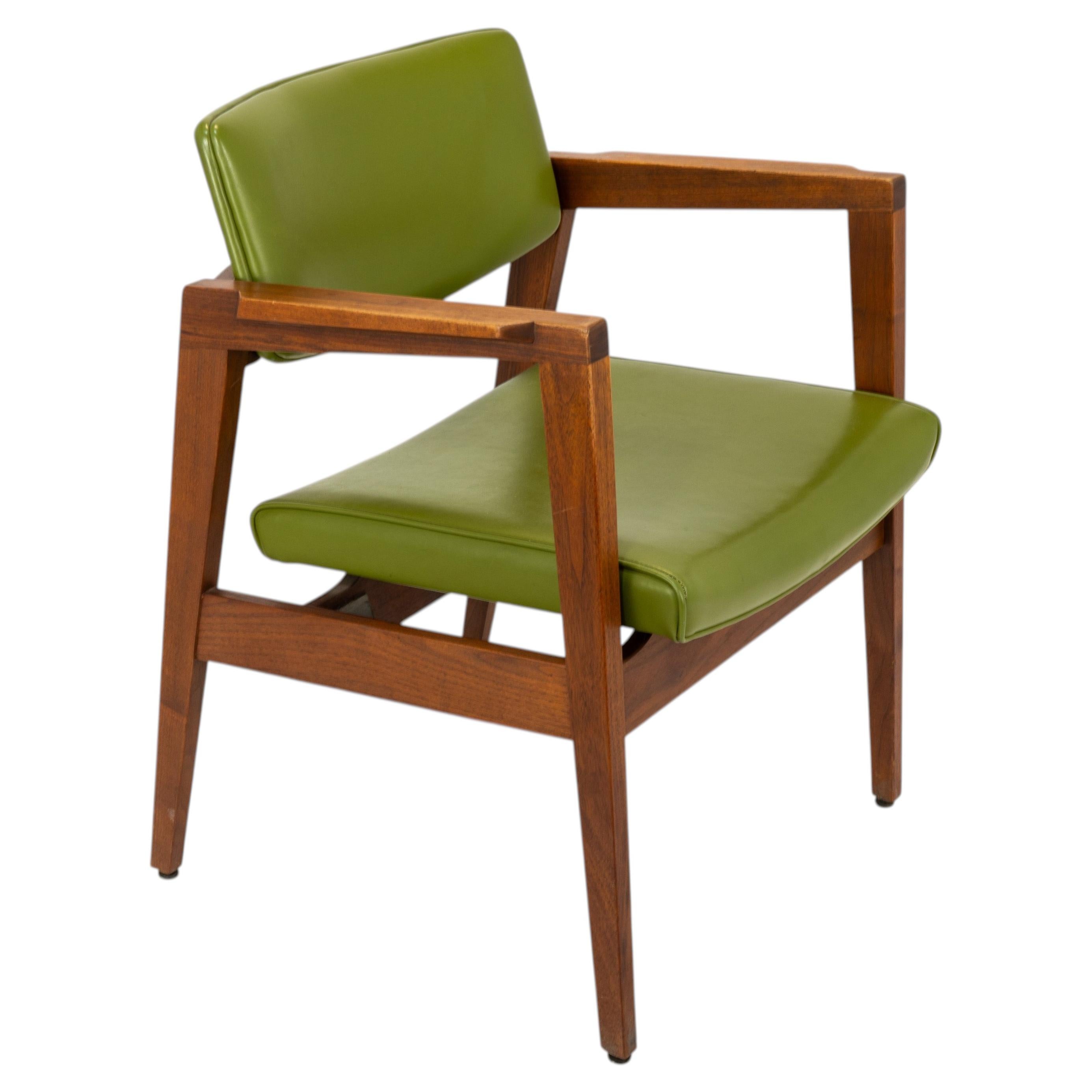 1960s Mid-Century Modern Gunlocke Armchair, Green Naugahyde