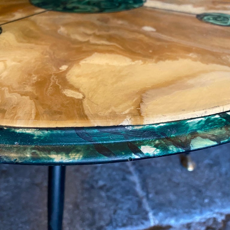 1960s MidCentury Modern HandPainted Wood and Brass Italian Coffee