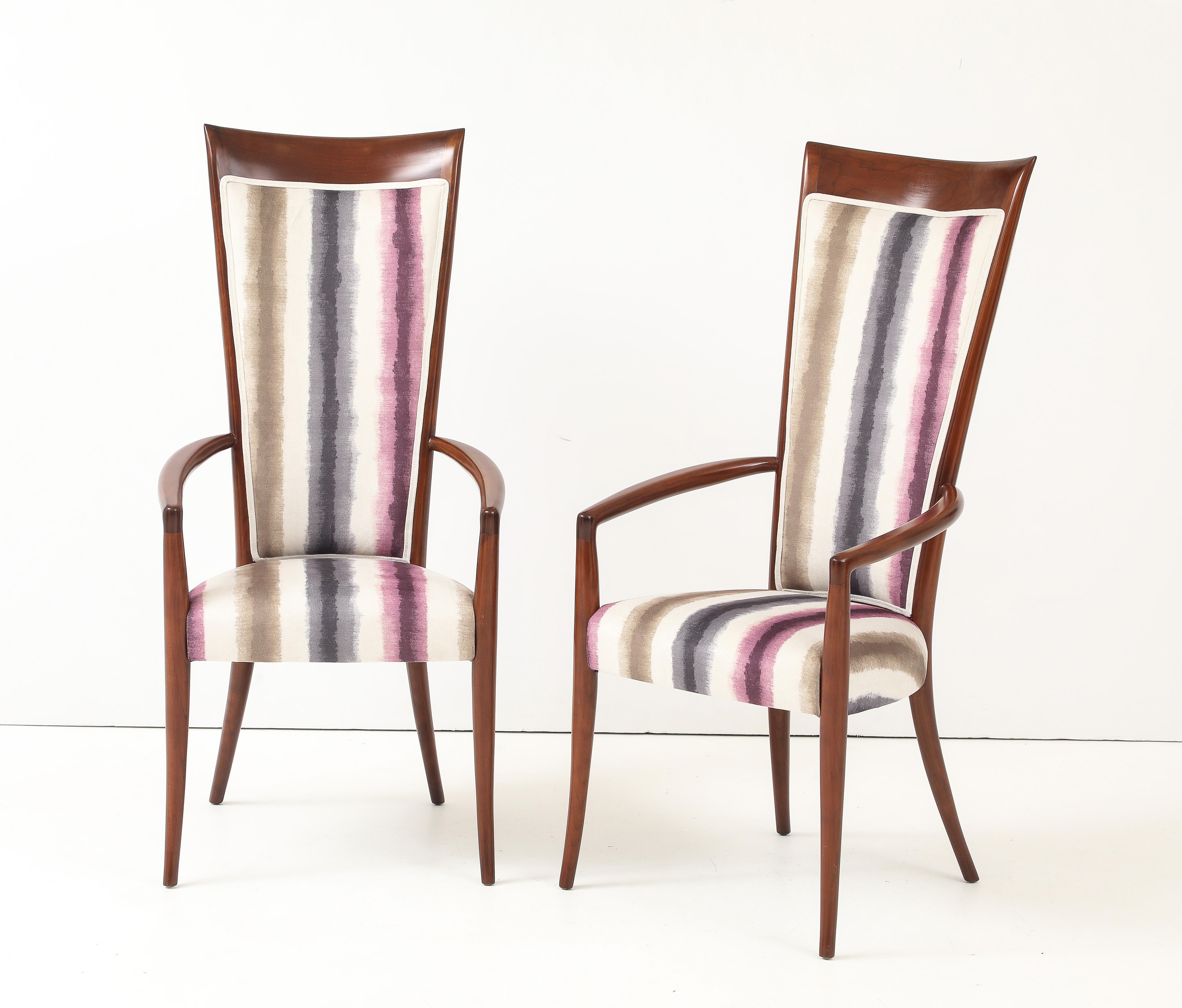 1960's Mid Century Modern Hohe Rückenlehne Italienisch Esszimmerstühle Satz von 6 (Moderne der Mitte des Jahrhunderts) im Angebot