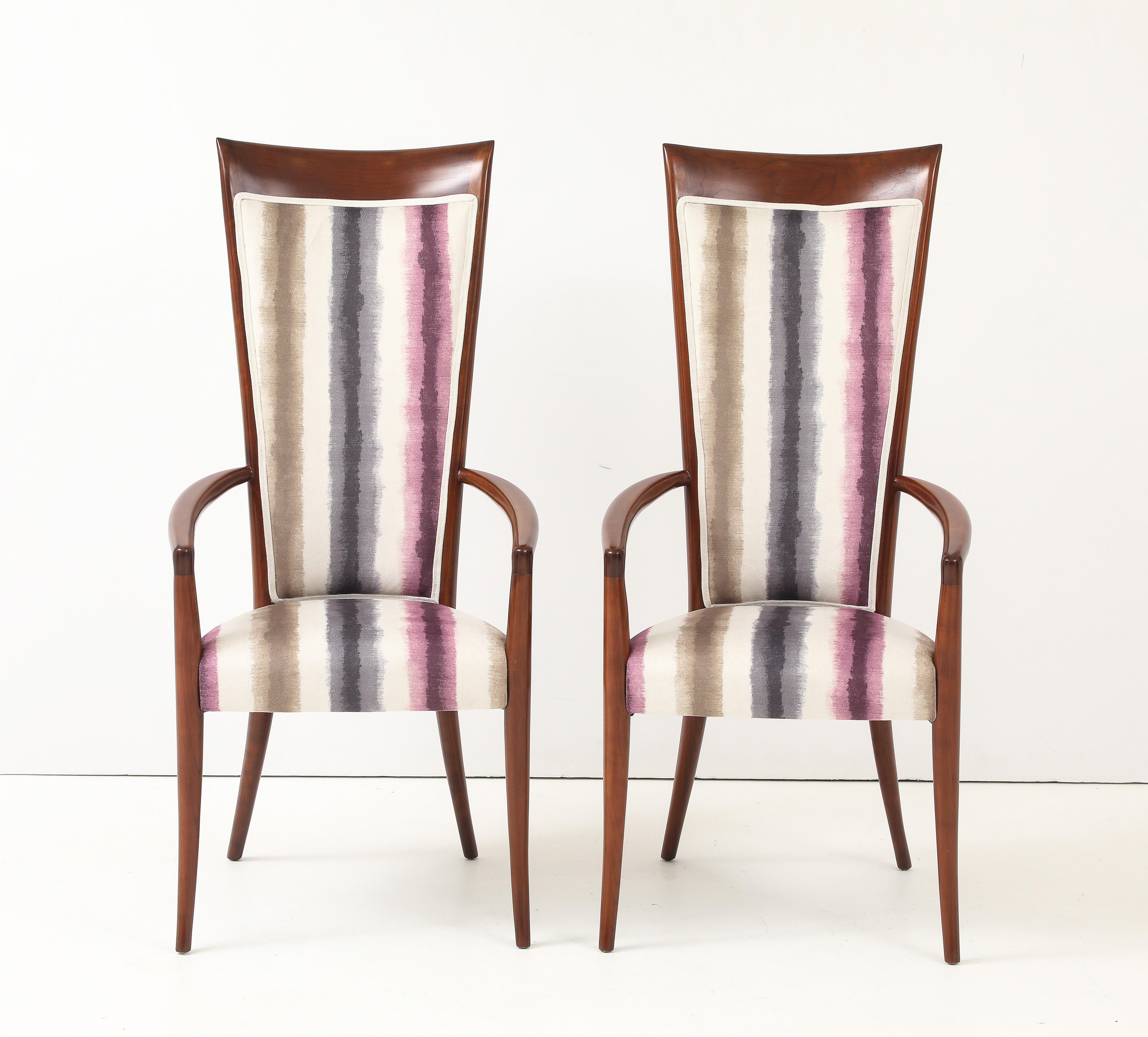 1960's Mid Century Modern Hohe Rückenlehne Italienisch Esszimmerstühle Satz von 6 im Angebot 1