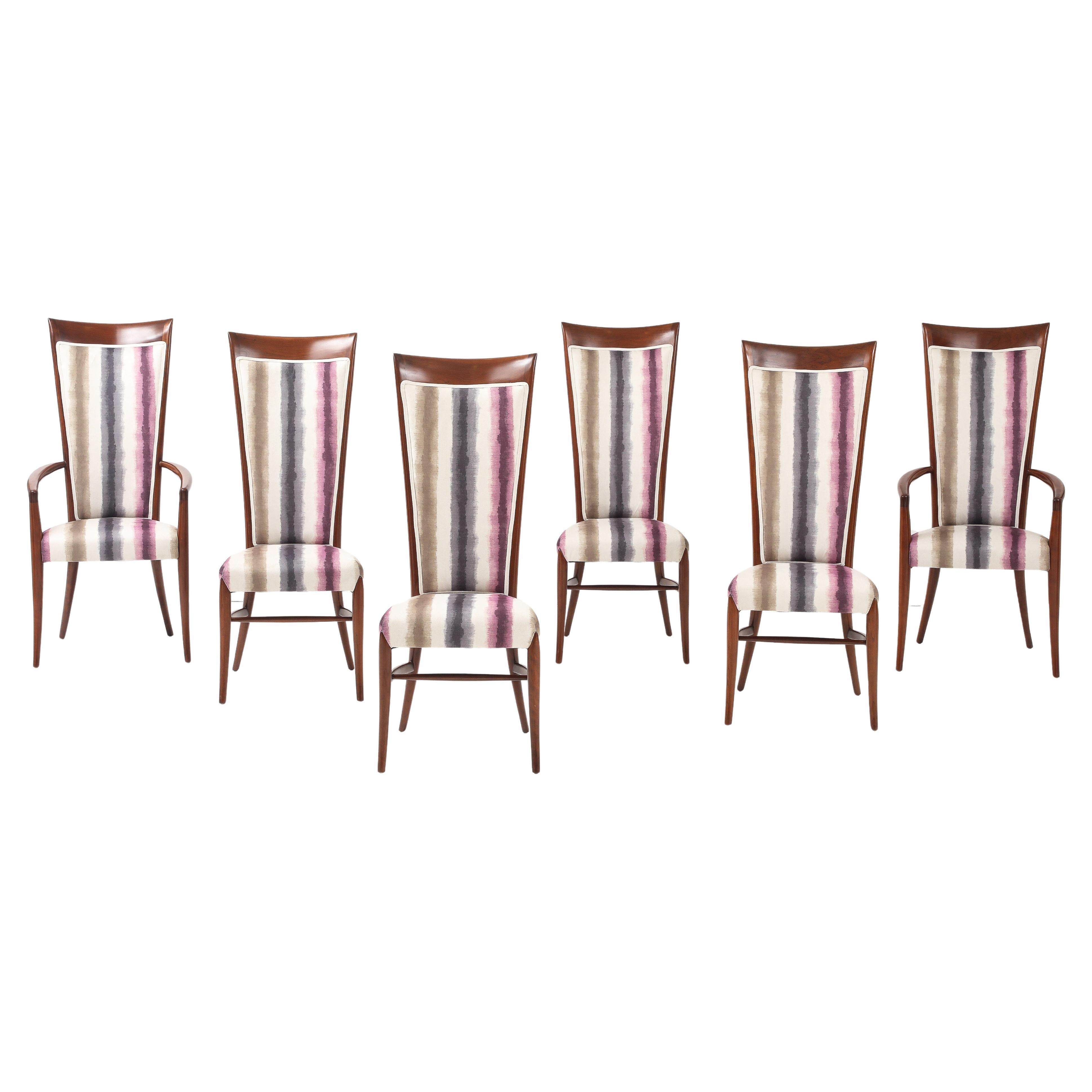 1960
s Mid Century Modern High Back Italian Dining Chairs Set Of 6