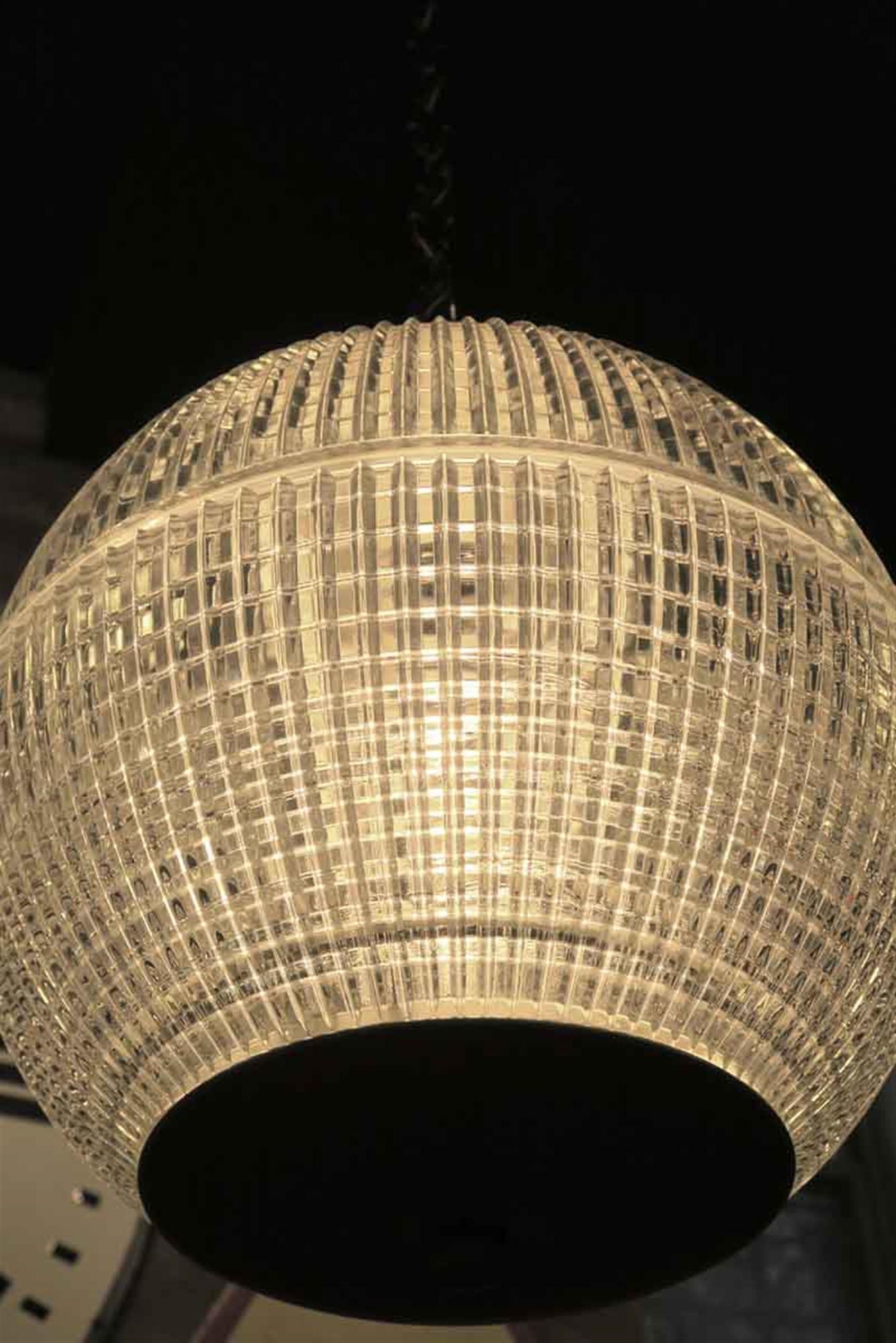 French Mid-Century Modern Holophane Paris Street Pendant Light For Sale