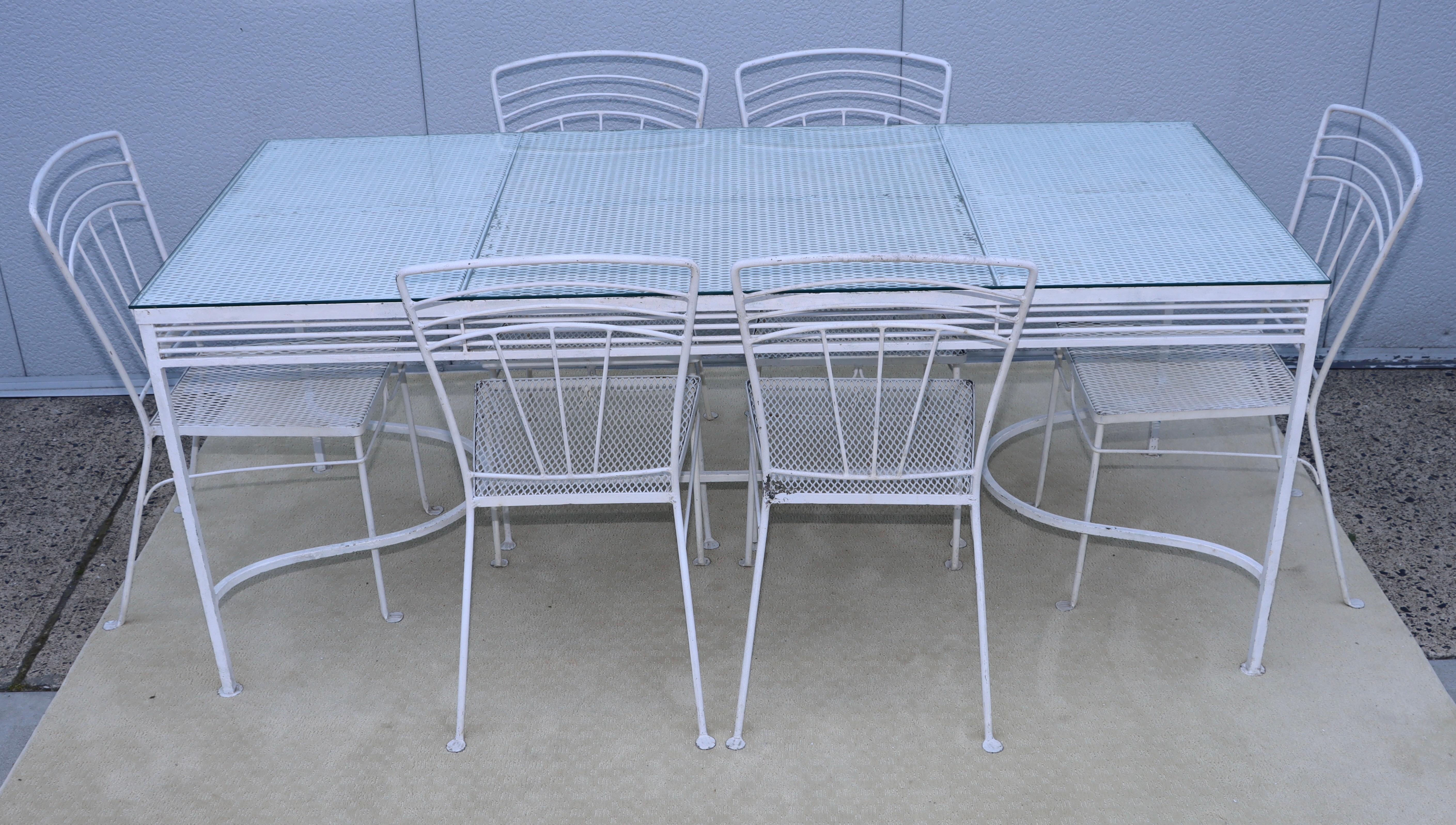 Juego de comedor exterior de hierro moderno de mediados de siglo de 1960 mediados del siglo XX