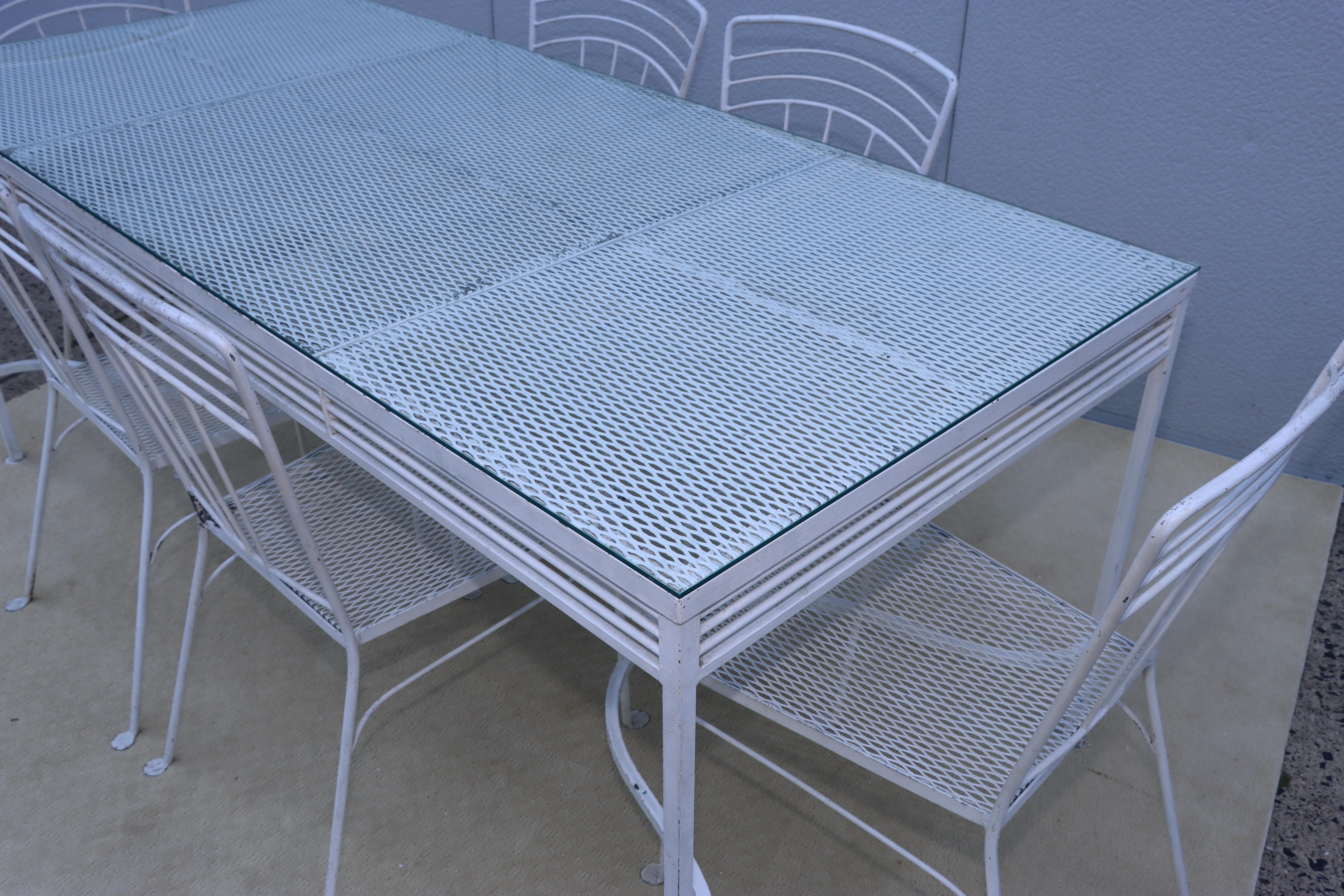 Juego de comedor exterior de hierro moderno de mediados de siglo de 1960 Hierro