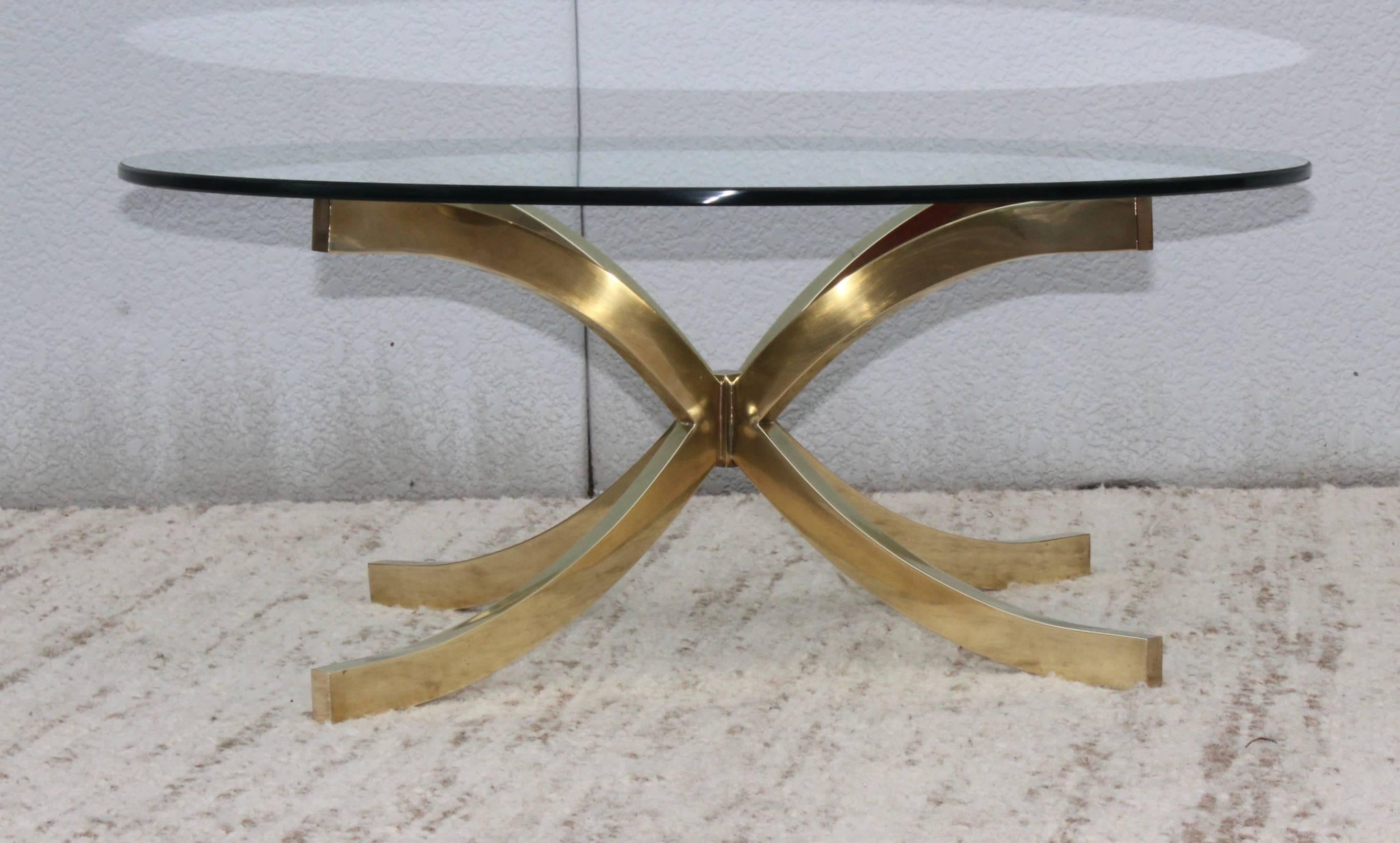 1960s Mid-Century Modern Italian Brass Coffee Table In Good Condition In New York, NY