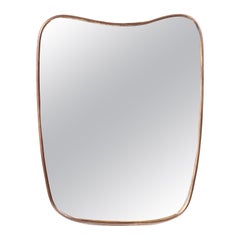 1960s Mid-Century Modern Italian Brass Wall Mirror in the Style of Gio Ponti